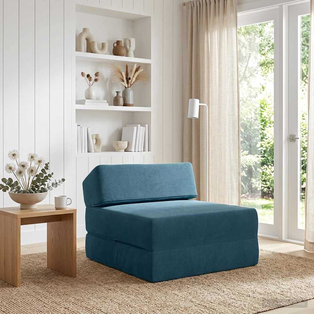 Vouwbare Bankbed Blauw 60 x 70 x 41 cm Stof – afbeelding 1