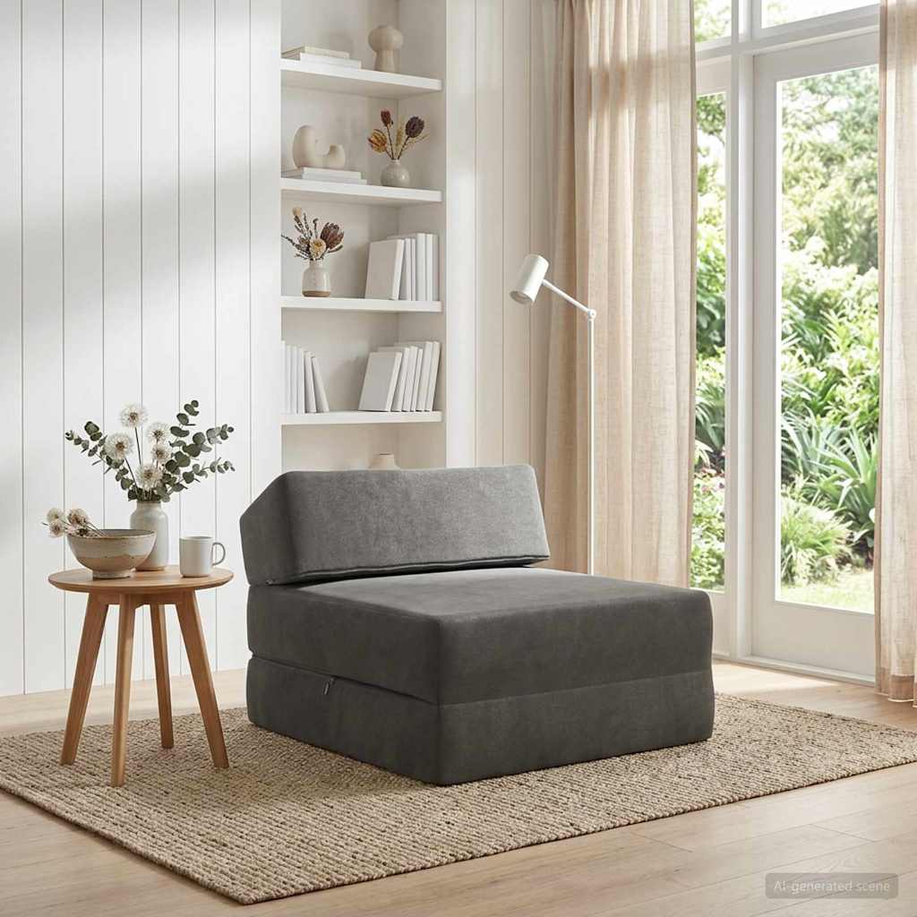 Vouwbare Bankbed Donkergrijs 60 x 70 x 41 cm Stof – afbeelding 1