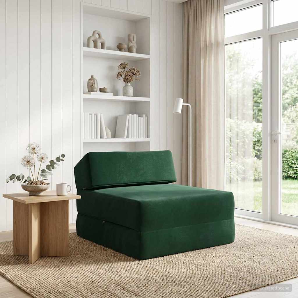 Vouwbare Bankbed Donkergroen 60 x 70 x 41 cm Stof – afbeelding 1