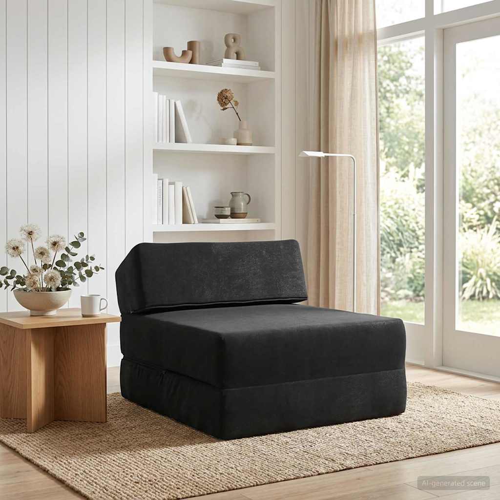 Vouwbare Bankbed Zwart 60 x 70 x 41 cm Stof – afbeelding 1