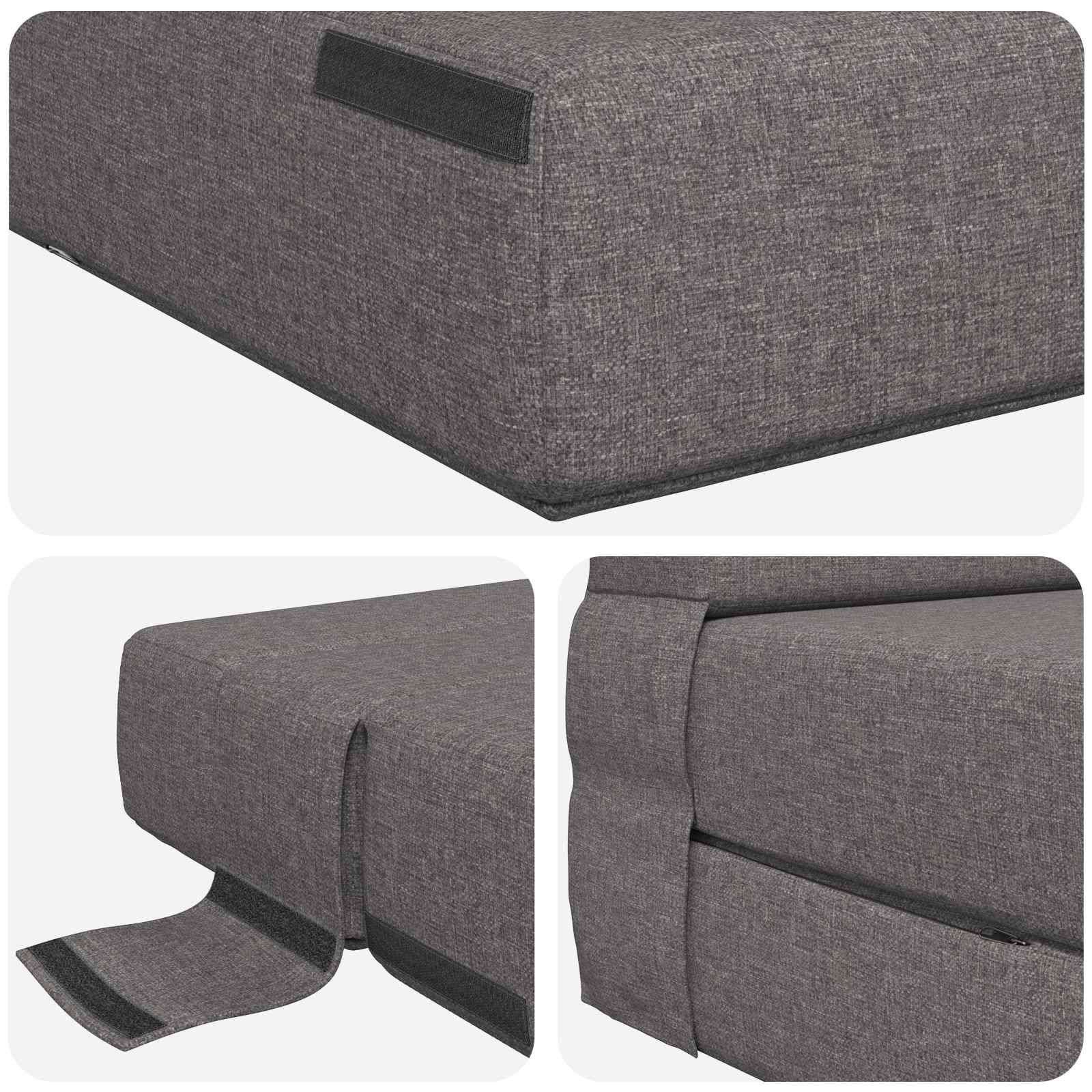 Vouwbare Bankbed Lichtgrijs 70 x 72 x 60 cm Stof – afbeelding 6