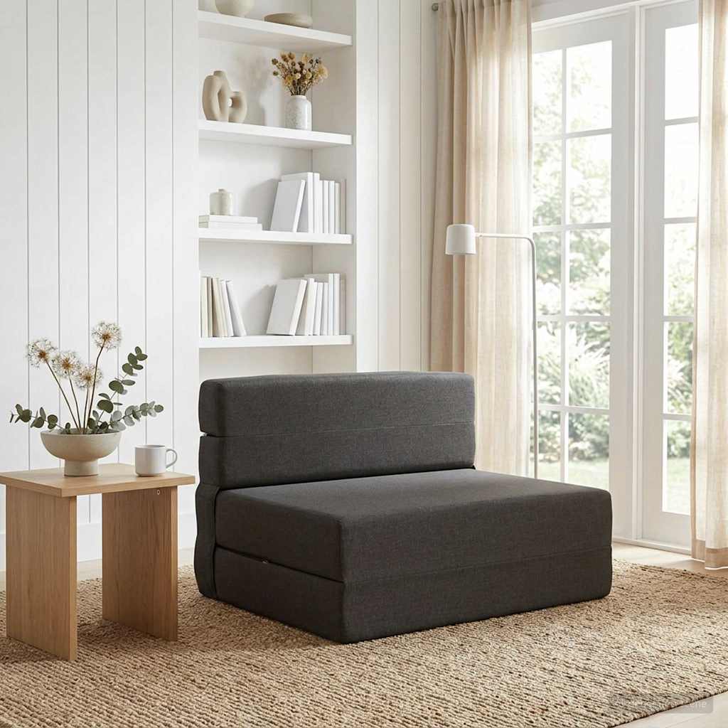 Vouwbare Bankbed Donkergrijs 70 x 72 x 60 cm Stof – afbeelding 1