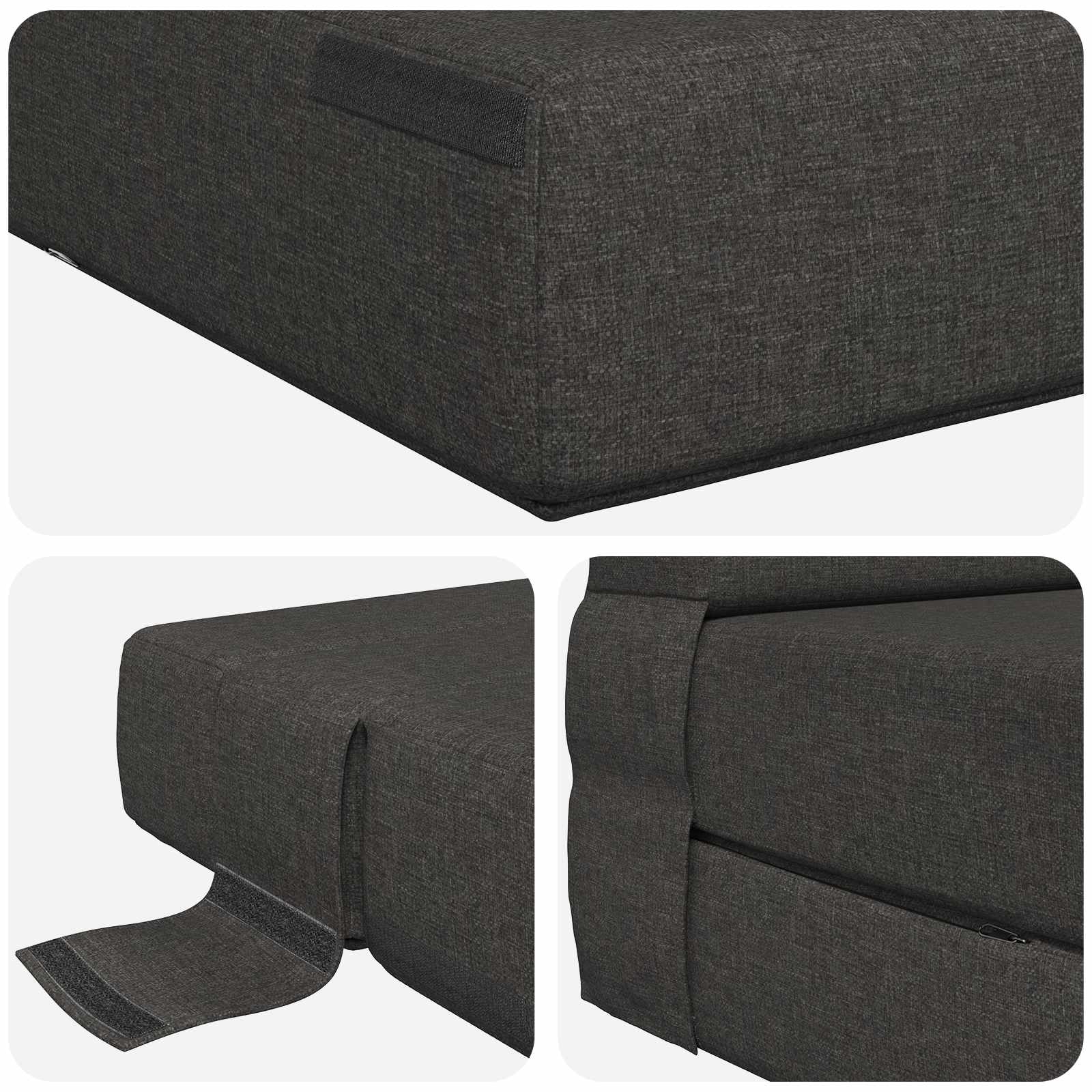 Vouwbare Bankbed Donkergrijs 70 x 72 x 60 cm Stof – afbeelding 6