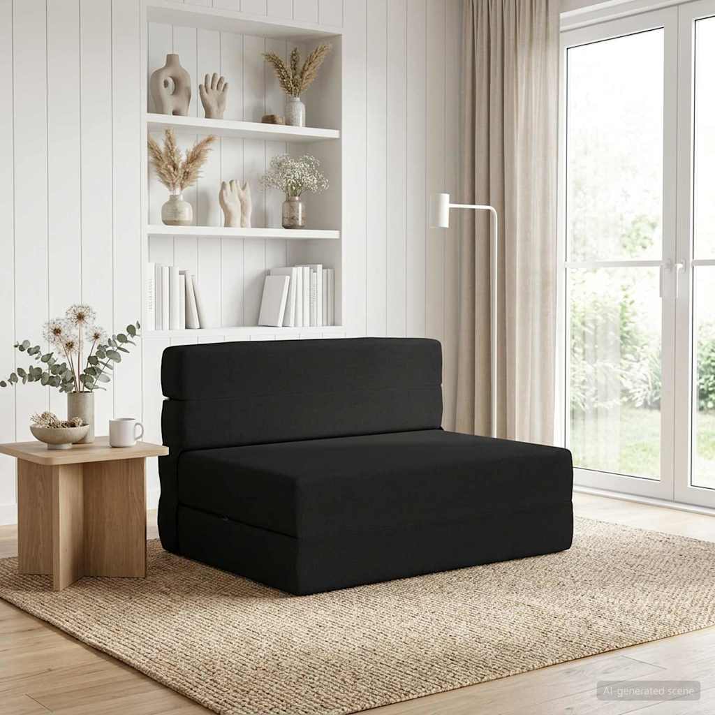 Vouwbare Bankbed Zwart 70 x 72 x 60 cm Stof – afbeelding 1