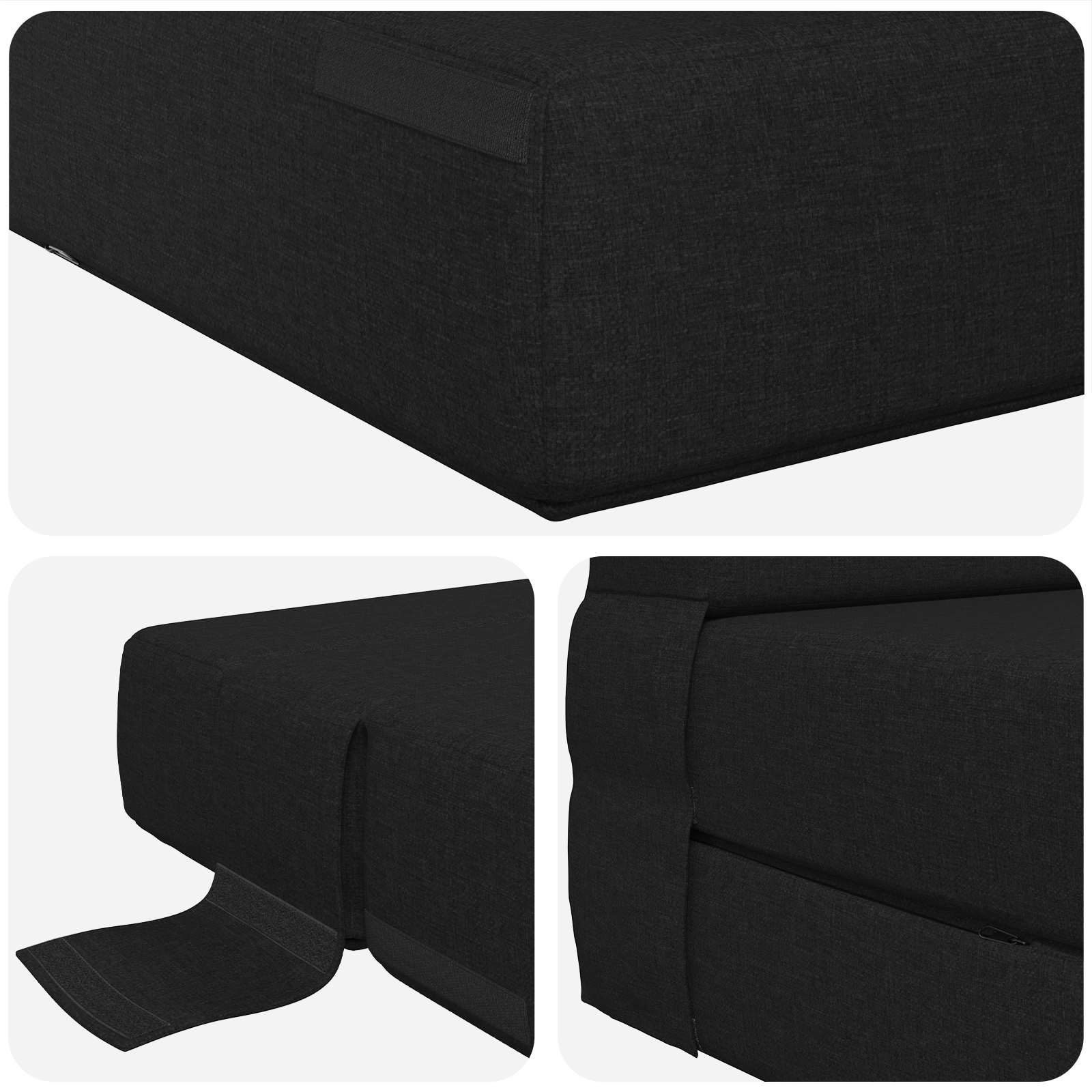 Vouwbare Bankbed Zwart 70 x 72 x 60 cm Stof – afbeelding 6