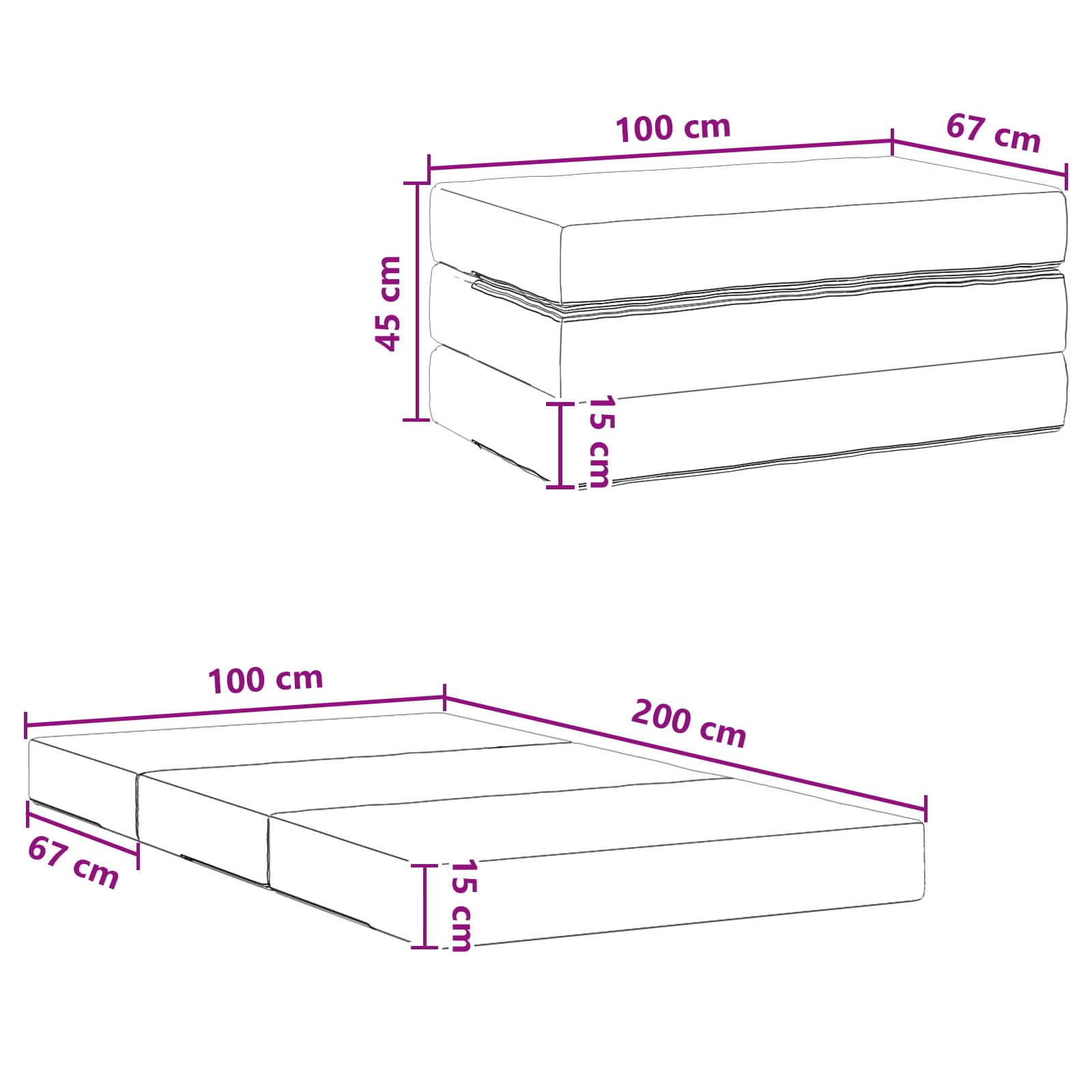 Vouwbare Bankbed 100 x 67 x 45 cm Blauw – afbeelding 10