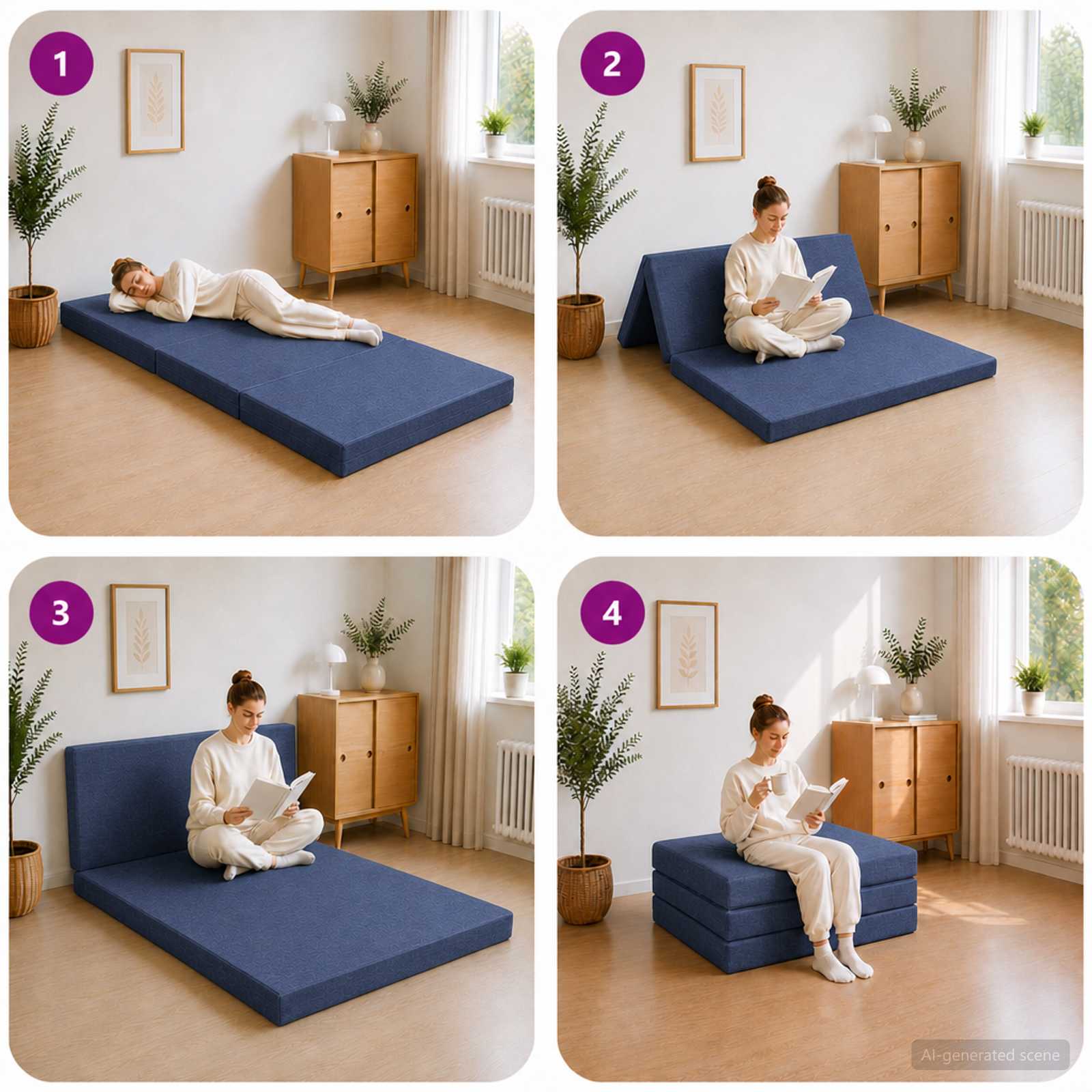 Vouwbare Bankbed 100 x 67 x 45 cm Blauw – afbeelding 8
