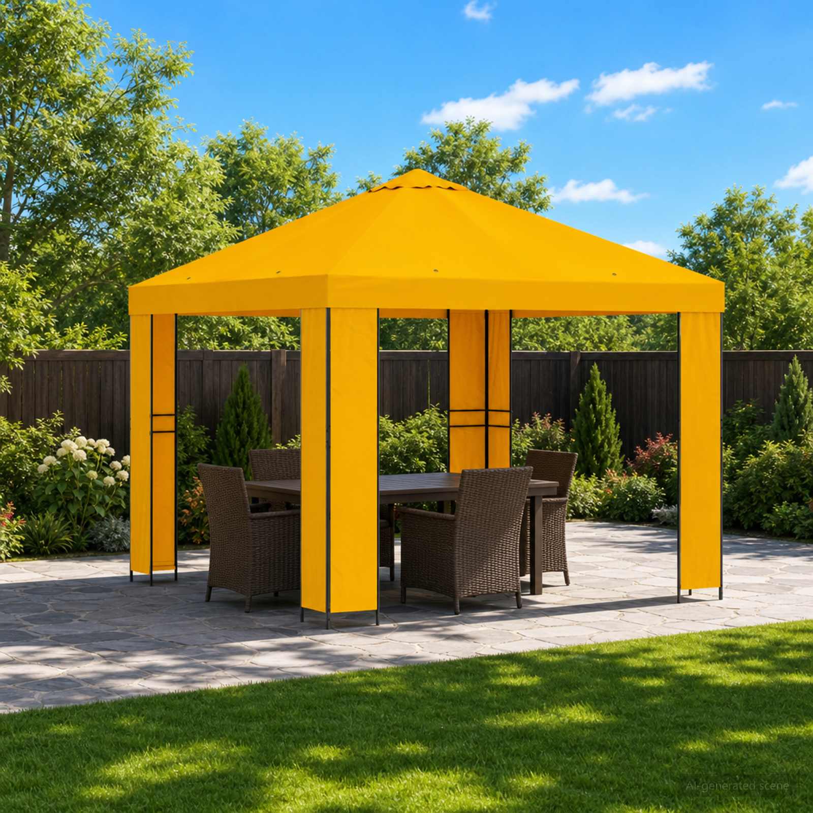 Prieel 3 x 3 m Geel Polyester en staal 190