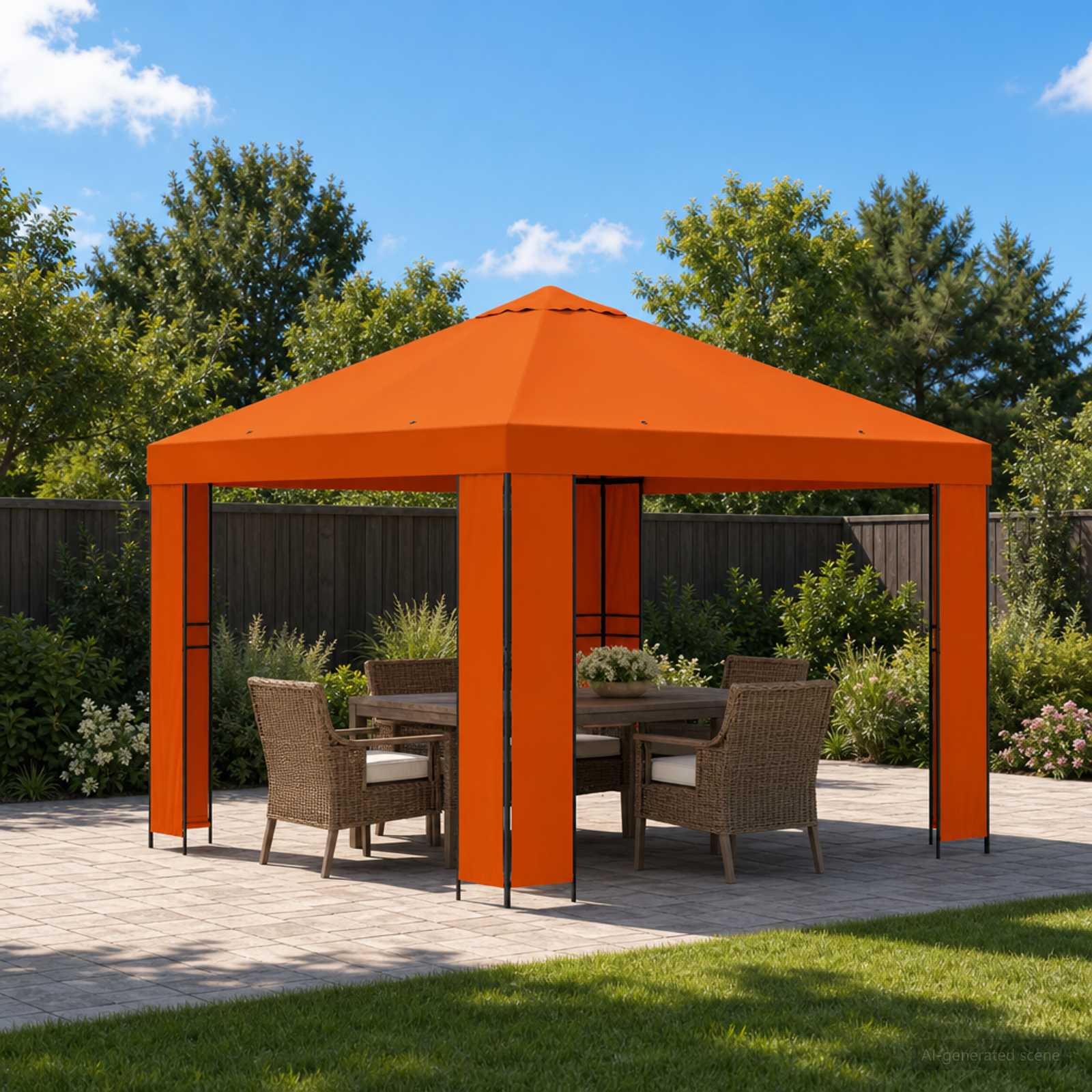 Prieel 3 x 3 m Oranje Polyester en staal 190