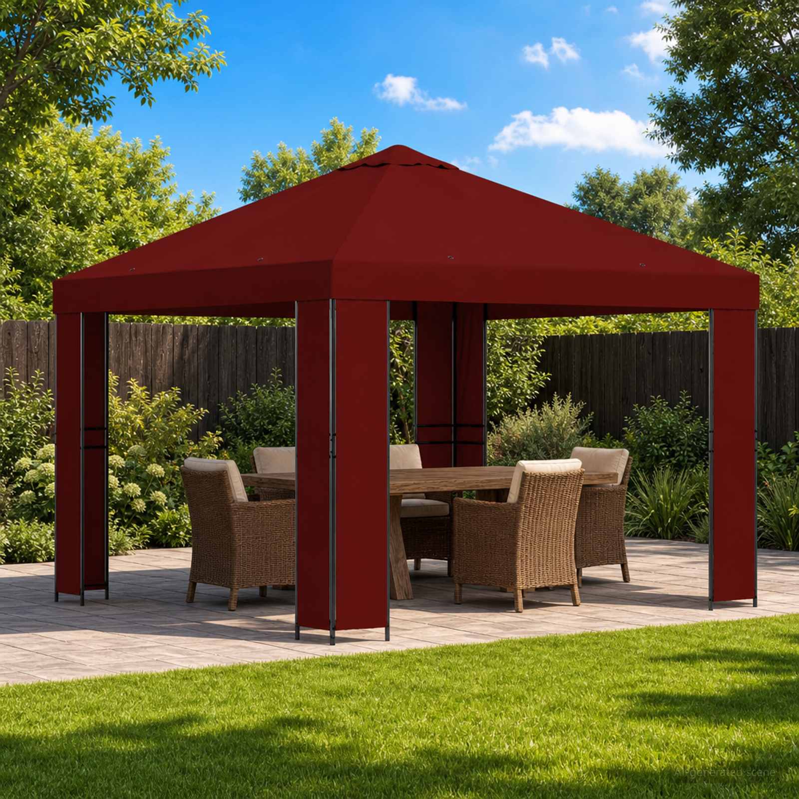 Prieel 3 x 3 m Bordeauxrood Polyester en staal 190