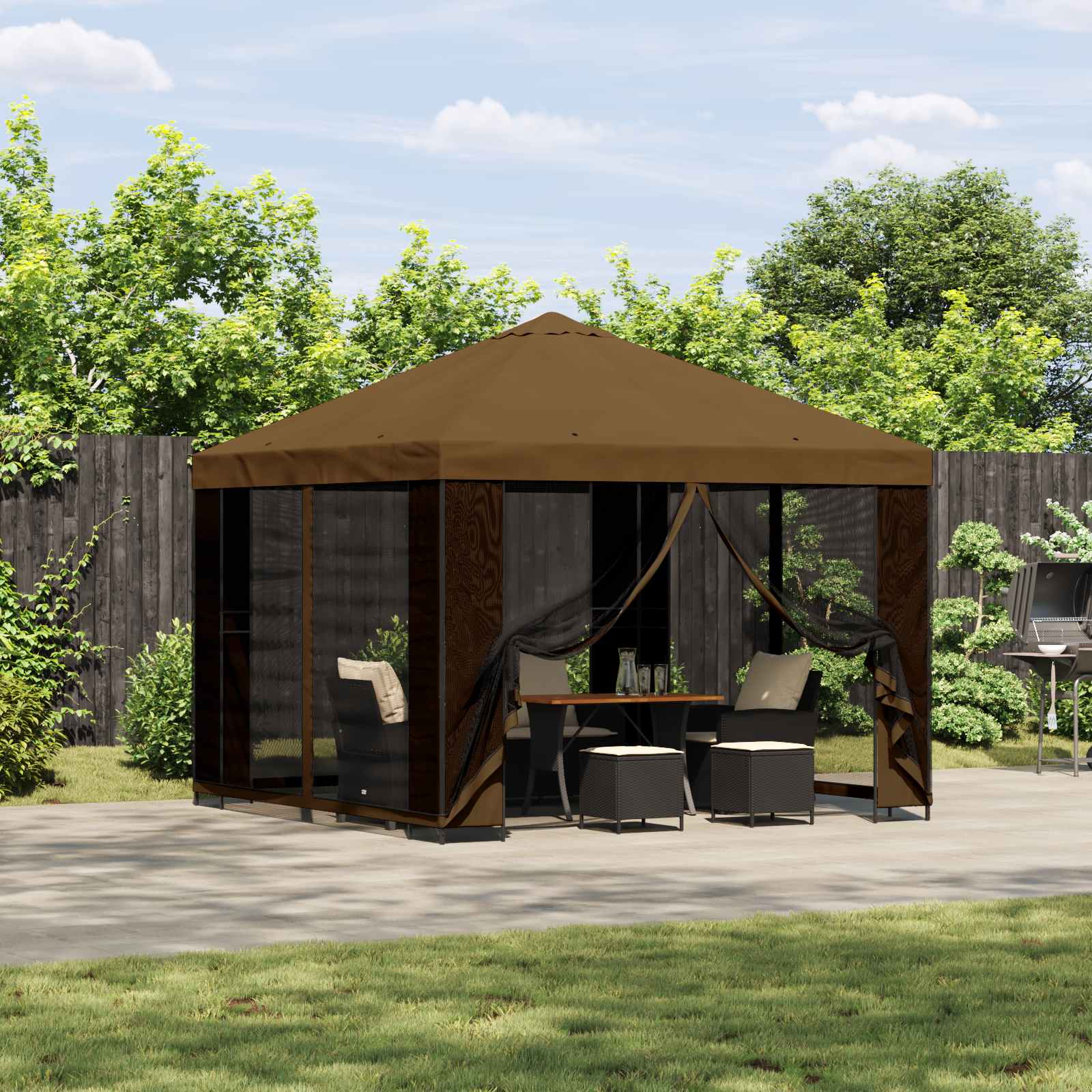 Tuin Gazebo met Zijwanden 3 x 3 m Taupe Polyester en staal 190