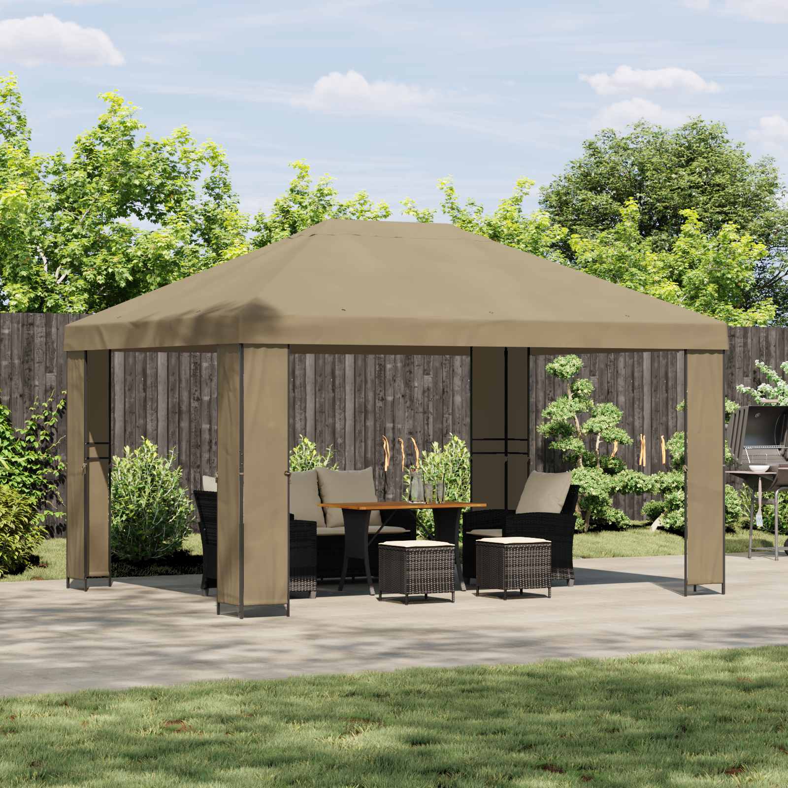 Prieel 4 × 3 m Beige Polyester en staal 190