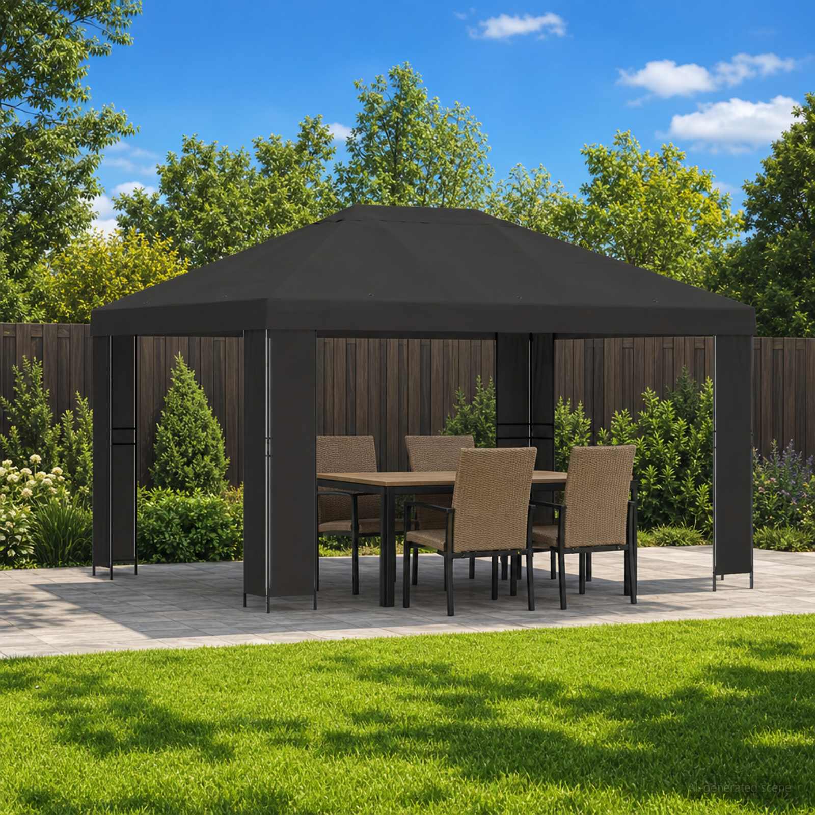 Prieel 4 × 3 m Antracietkleurig Polyester en staal 190