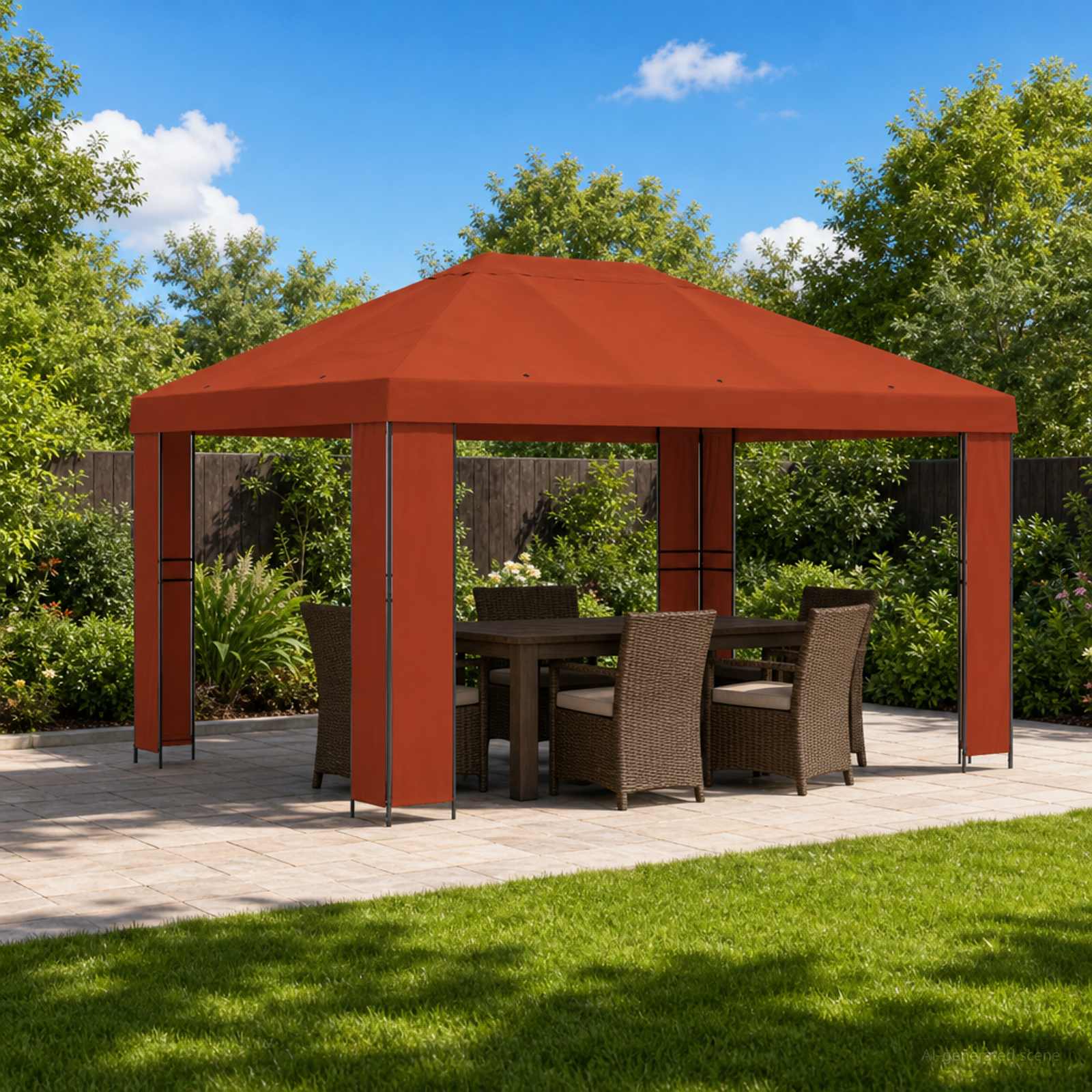 Prieel 4 × 3 m Terracotta Polyester en staal 190