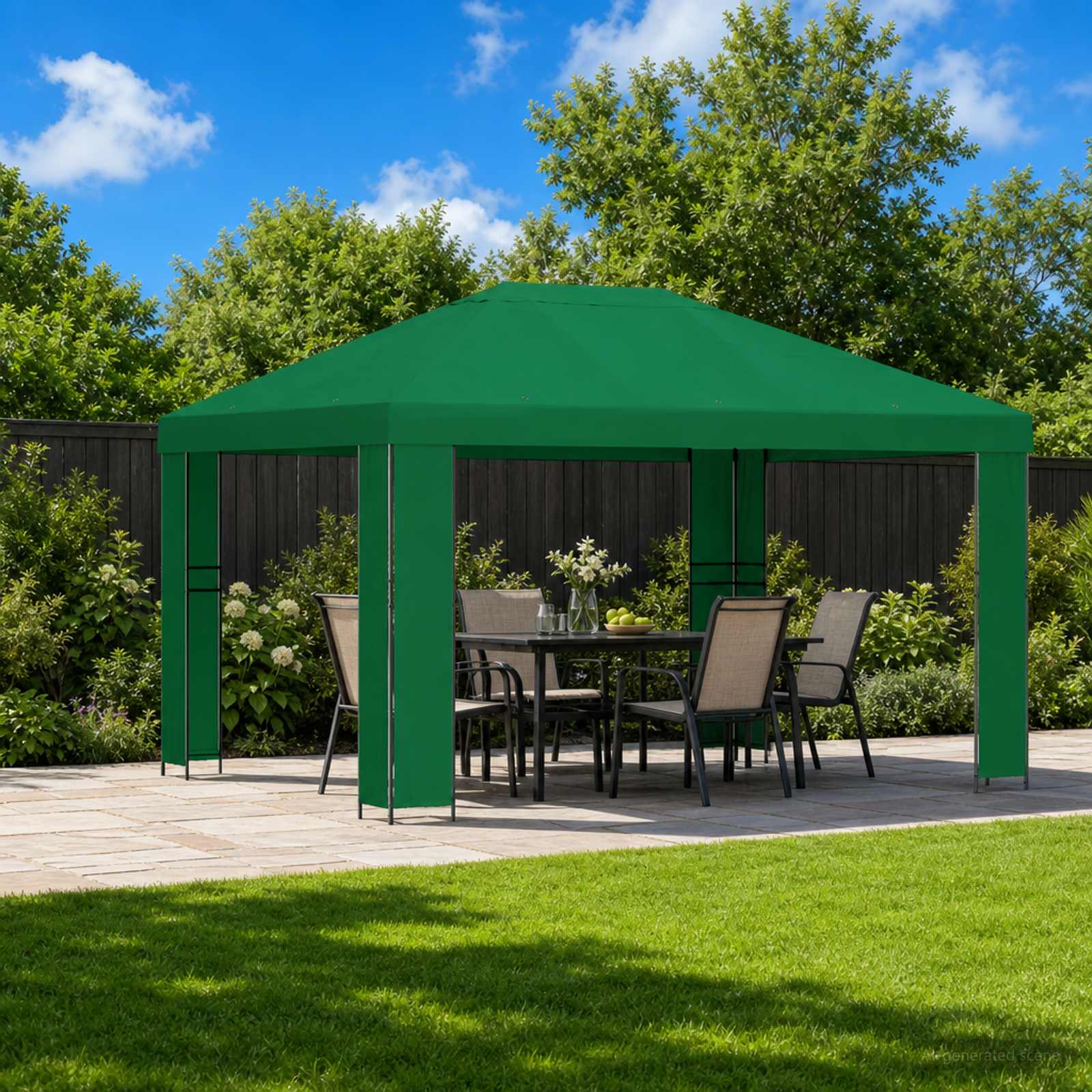 Prieel 4 × 3 m Groen Polyester en staal 190 – afbeelding 1