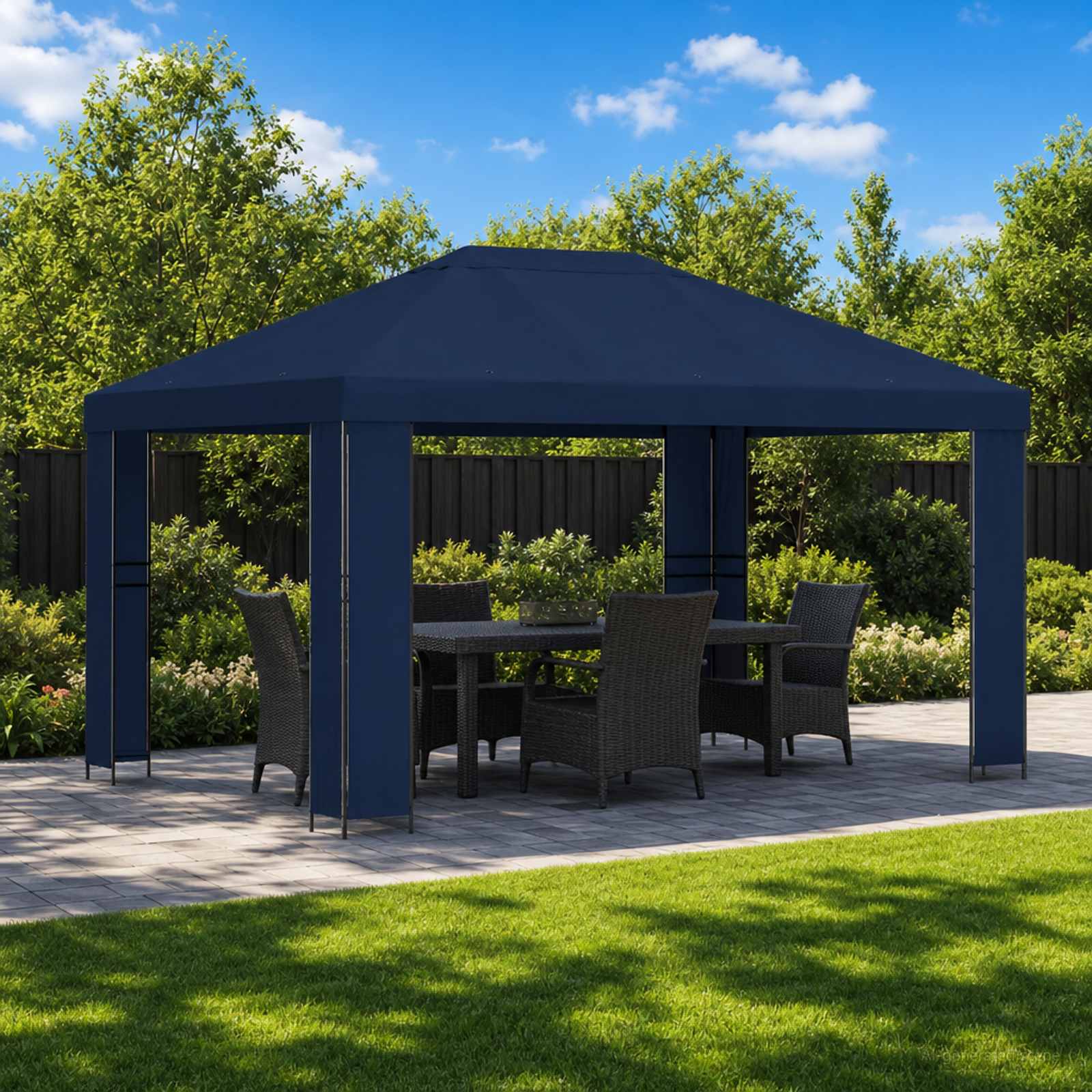 Prieel 4 × 3 m Blauw Polyester en staal 190 – afbeelding 1