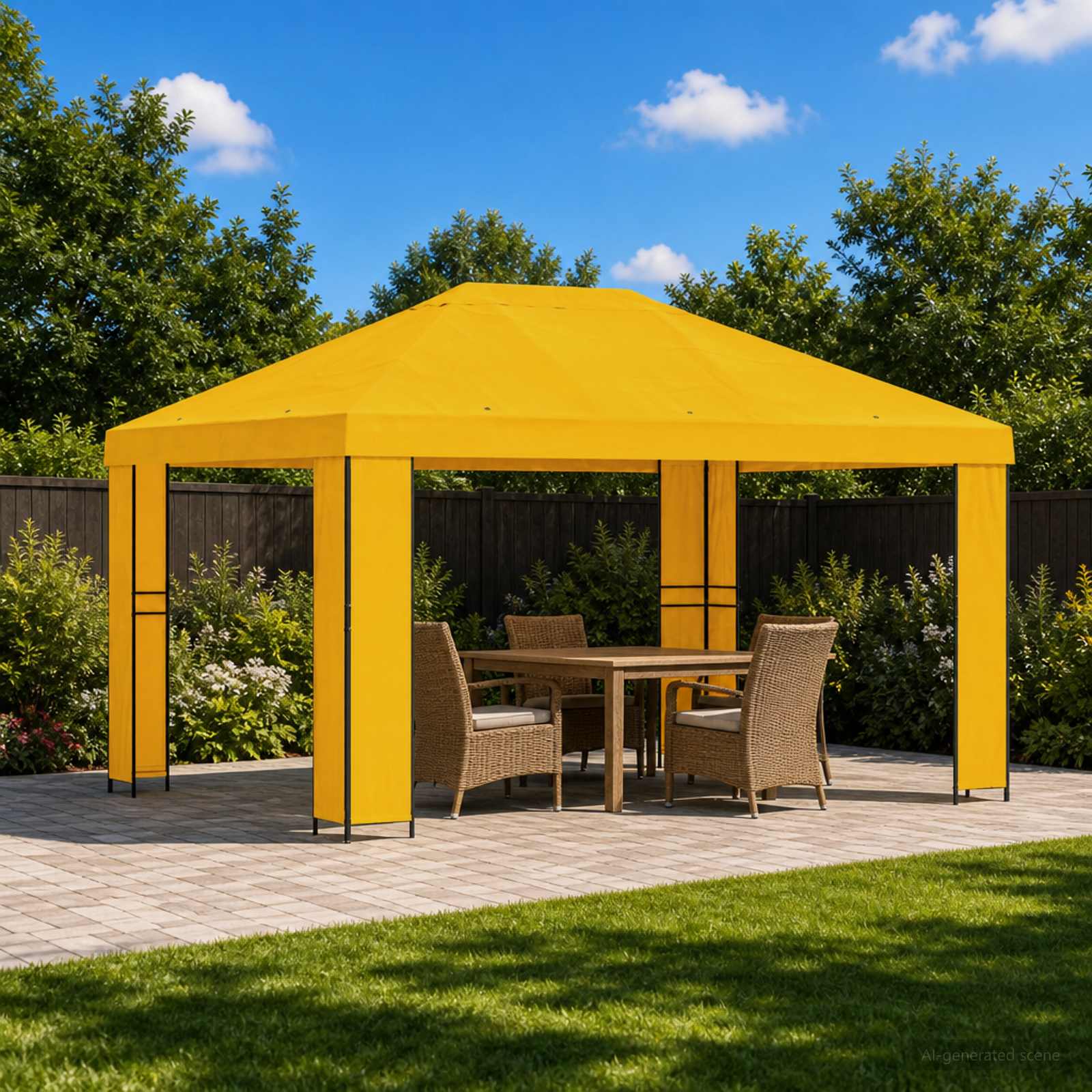 Prieel 4 × 3 m Geel Polyester en staal 190 – afbeelding 1