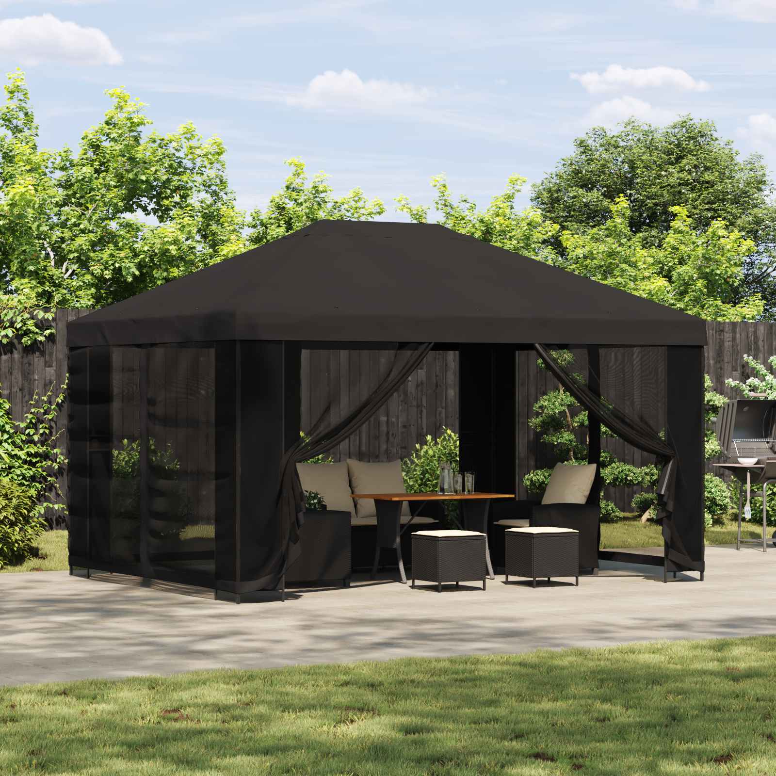 Tuin Gazebo met Zijwanden 4 × 3 m Antracietkleurig