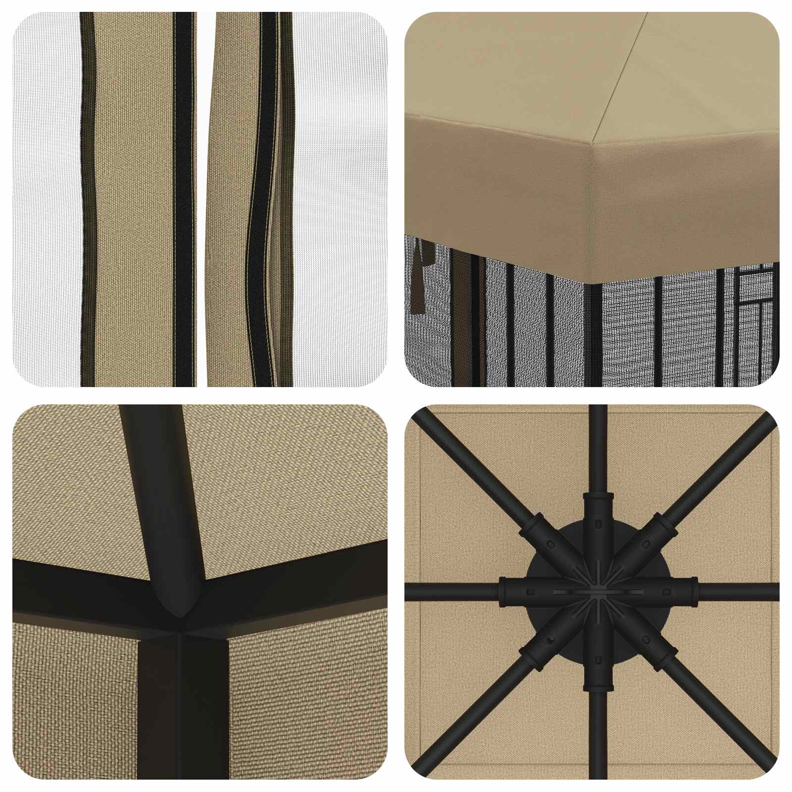 Gazebo Hoes met Zijwanden 6 x 3 m Beige Polyester 190 – afbeelding 7