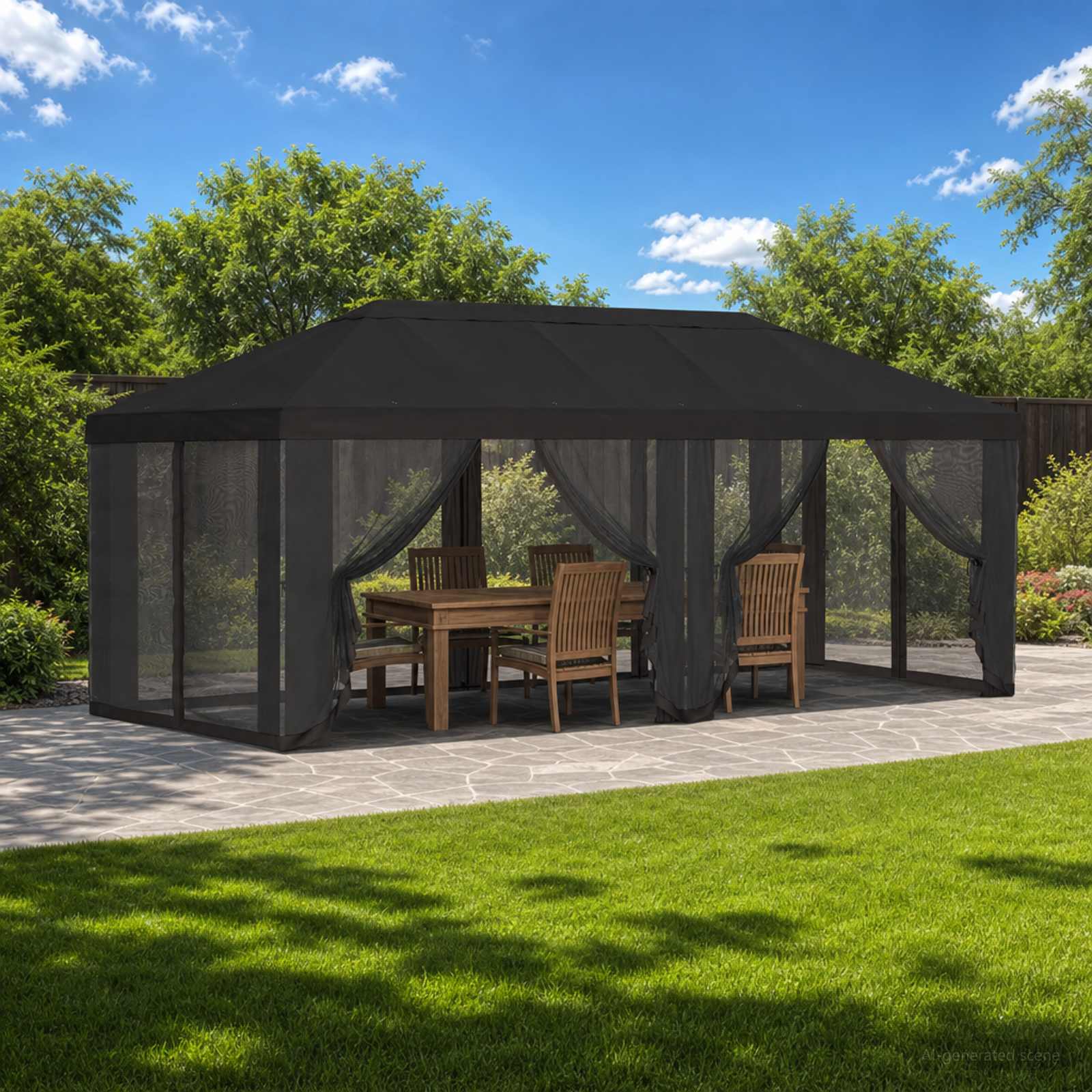 Gazebo Hoes met Zijwanden 6 x 3 m Antracietkleurig Polyester