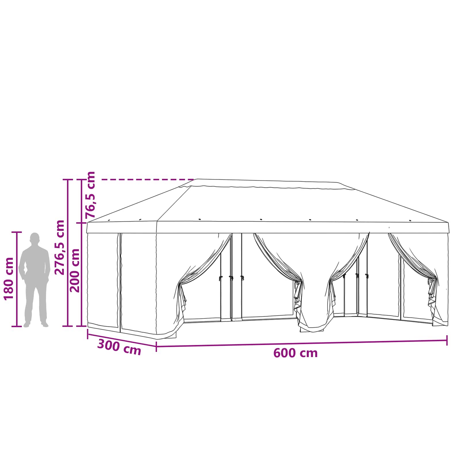 Gazebo Hoes met Zijwanden 6 x 3 m Antracietkleurig Polyester – afbeelding 10