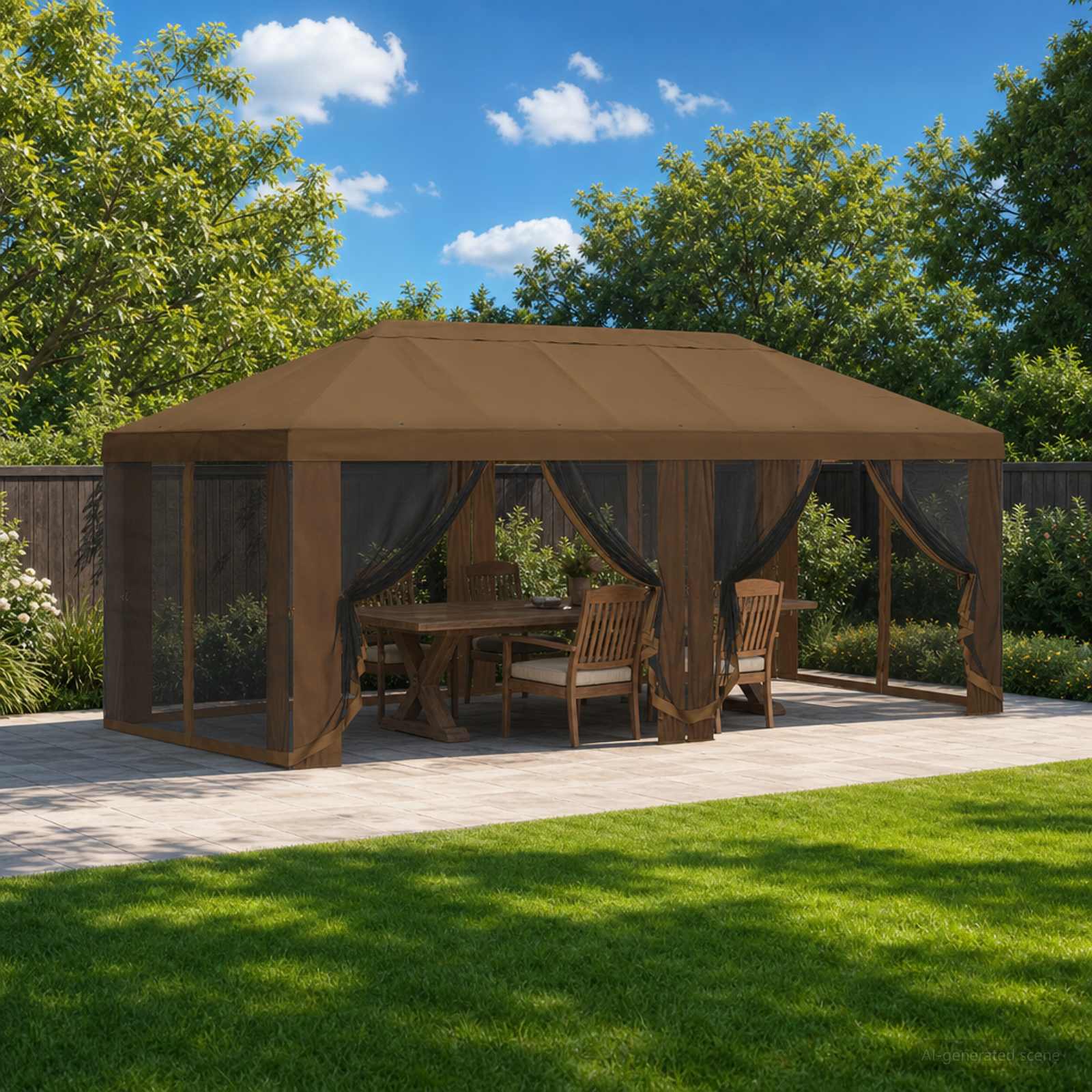 Gazebo Hoes met Zijwanden 6 x 3 m Taupe Polyester 190