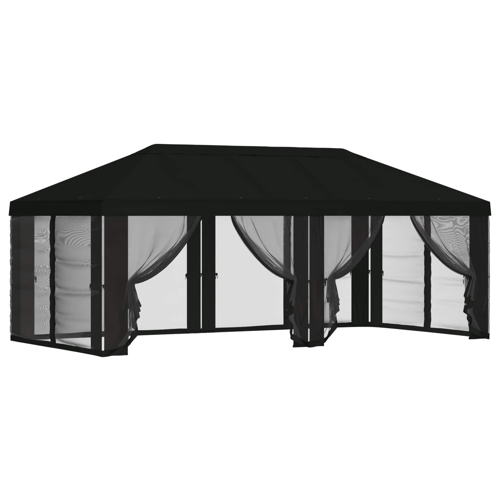 Gazebo Hoes met Zijwanden 6 x 3 m Zwart Polyester 190 – afbeelding 2