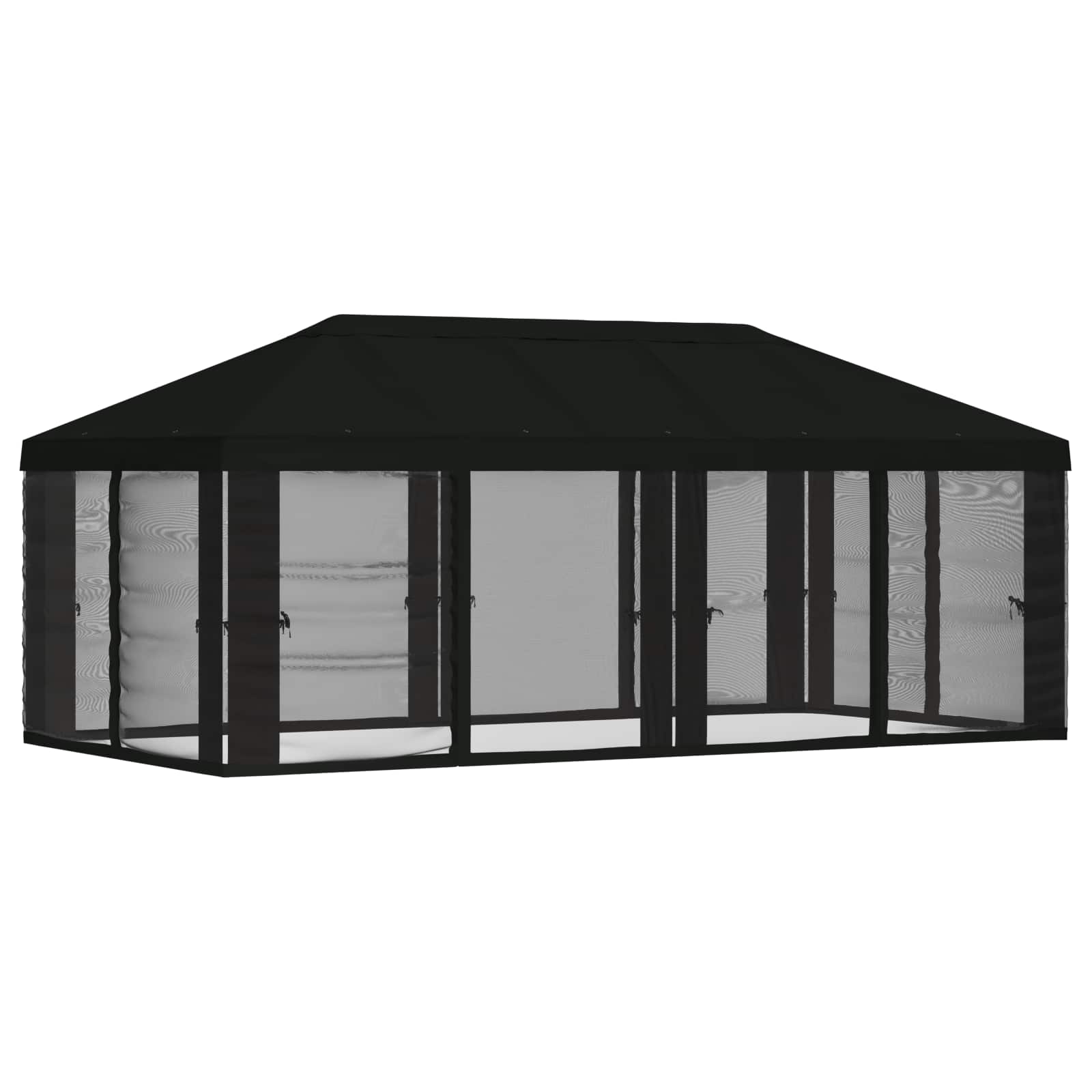 Gazebo Hoes met Zijwanden 6 x 3 m Zwart Polyester 190 – afbeelding 3