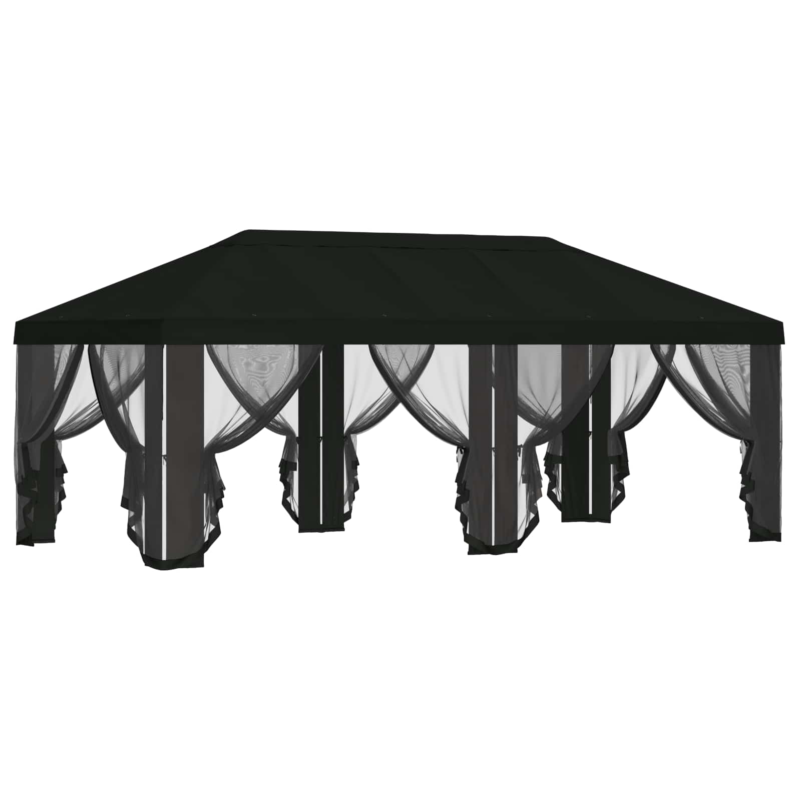 Gazebo Hoes met Zijwanden 6 x 3 m Zwart Polyester 190 – afbeelding 4
