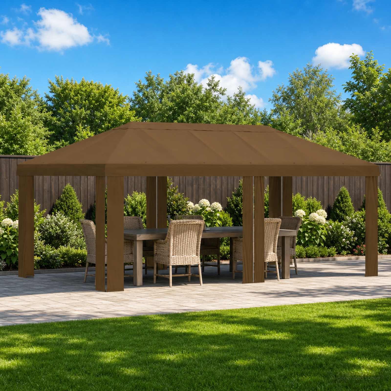 Paviljoenhoes 6 x 3 m Taupe Polyester 190 gsm – afbeelding 1
