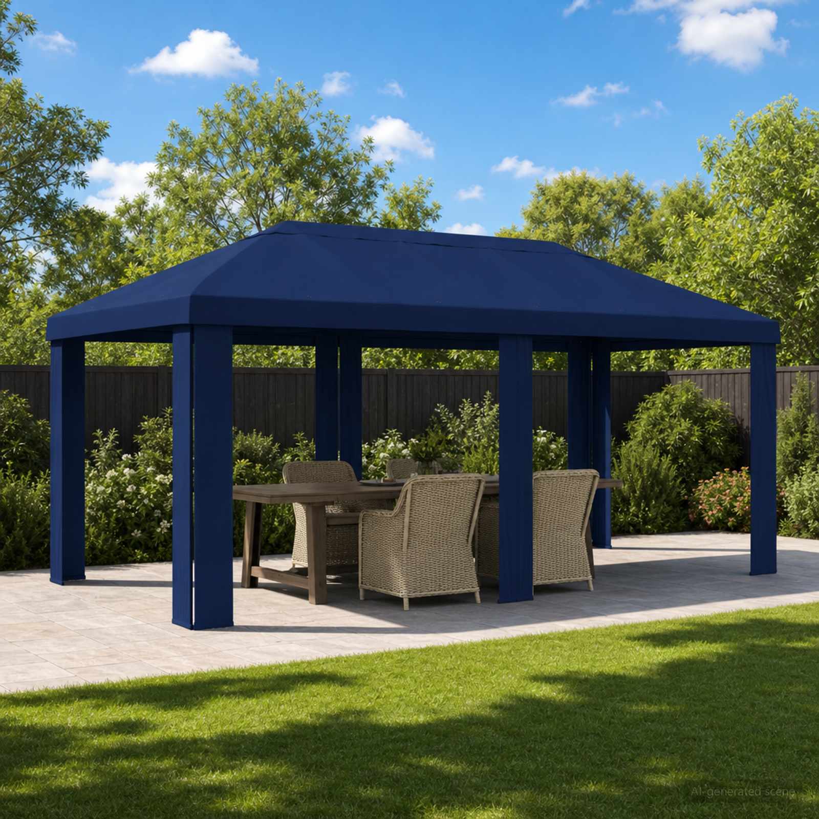 Paviljoenhoes 6 x 3 m Blauw Polyester 190 gsm – afbeelding 1