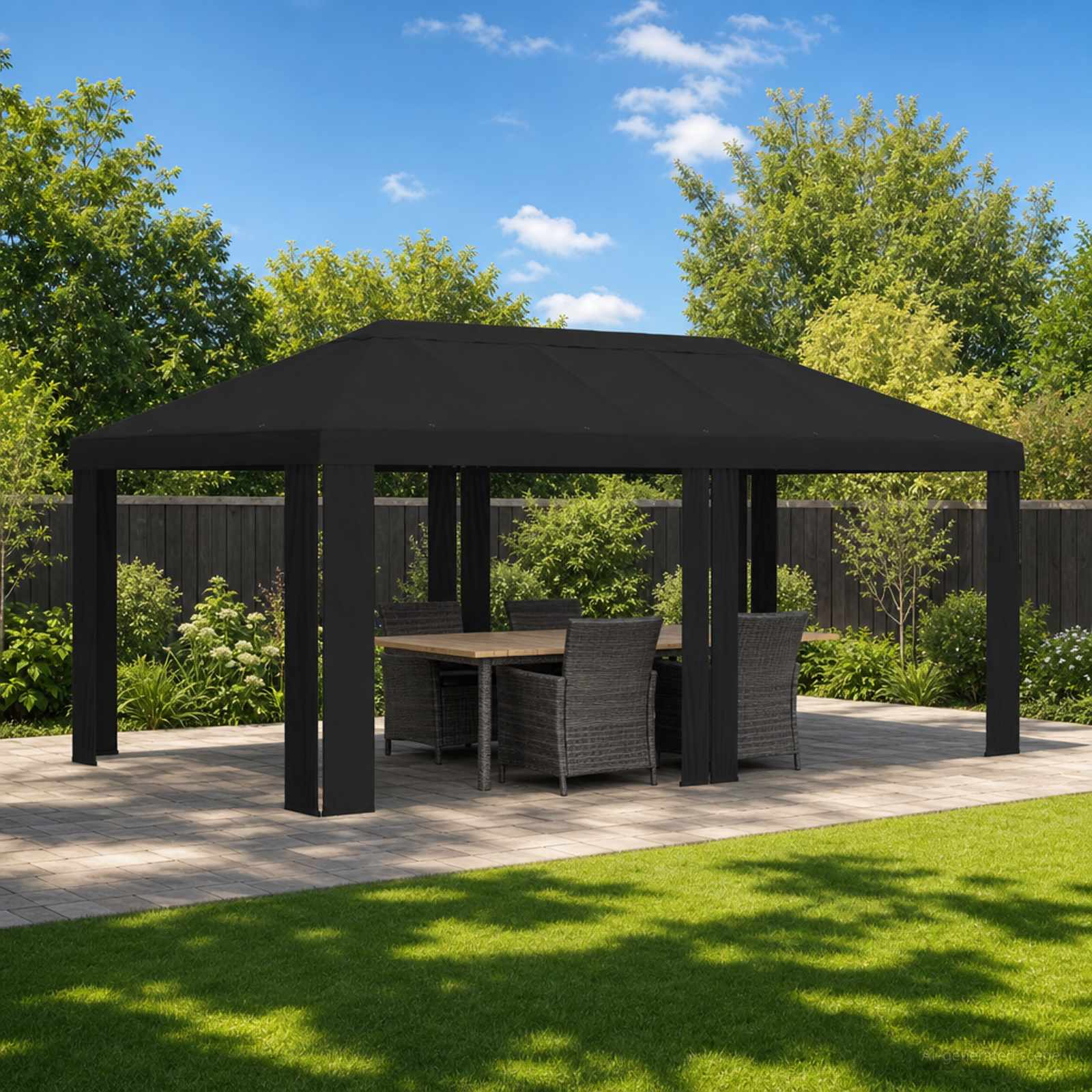 Paviljoenhoes 6 x 3 m Zwart Polyester 190 gsm – afbeelding 1