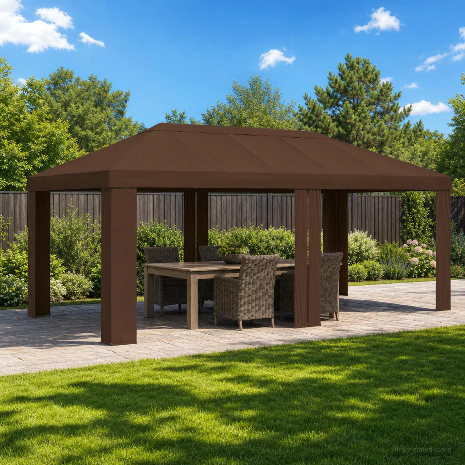 Paviljoenhoes 6 x 3 m Bruin Polyester 190 gsm – afbeelding 1
