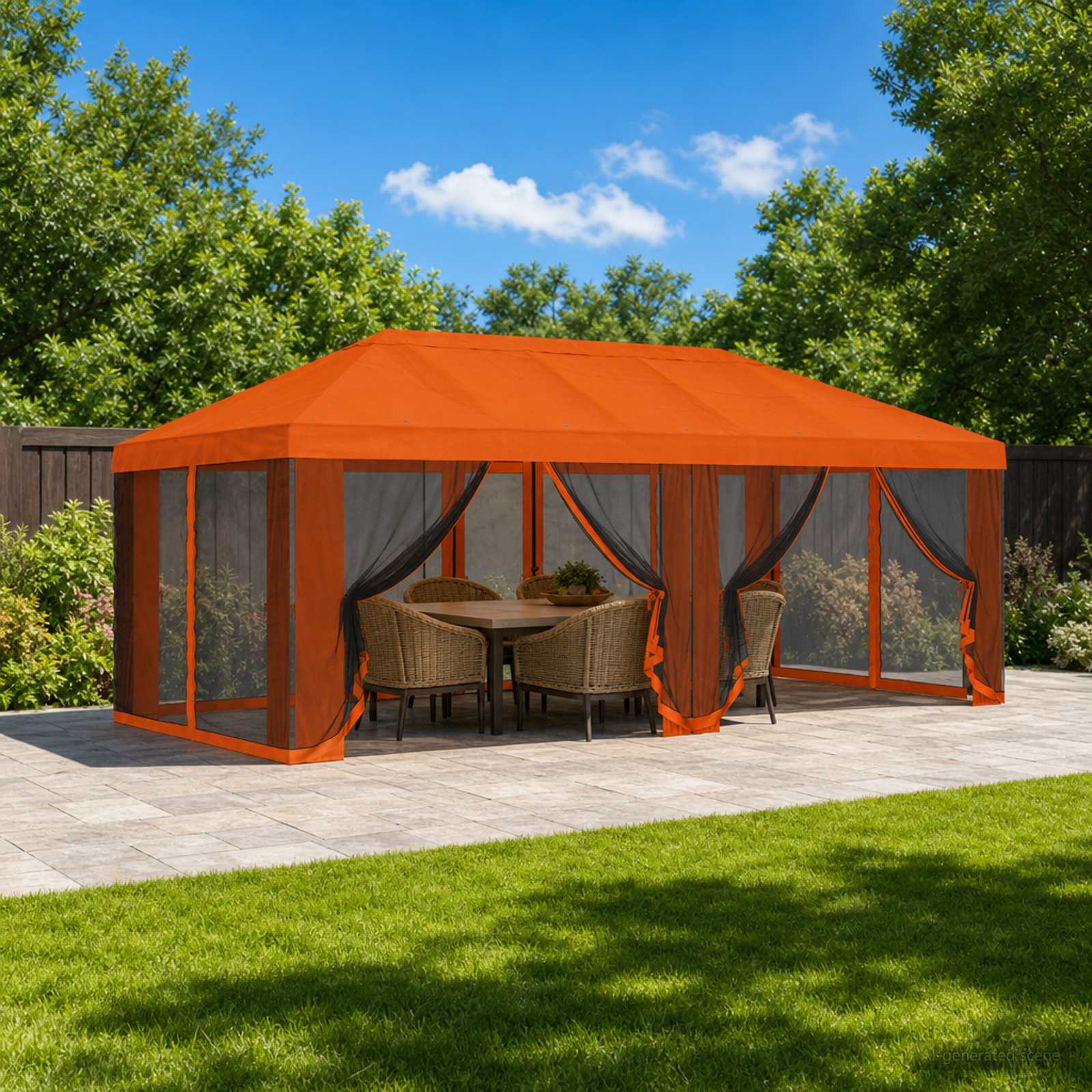 Gazebo Hoes met Zijwanden Oranje 600,5 x 300,5 cm Polyester