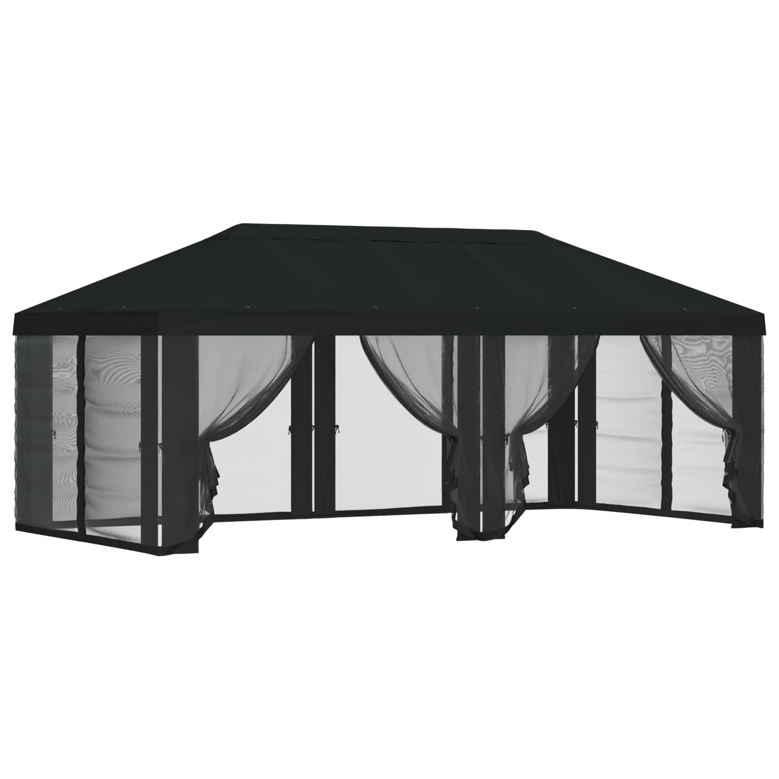 Gazebo Hoes met Zijwanden Zwart 600,5 x 300,5 cm Polyester – afbeelding 2