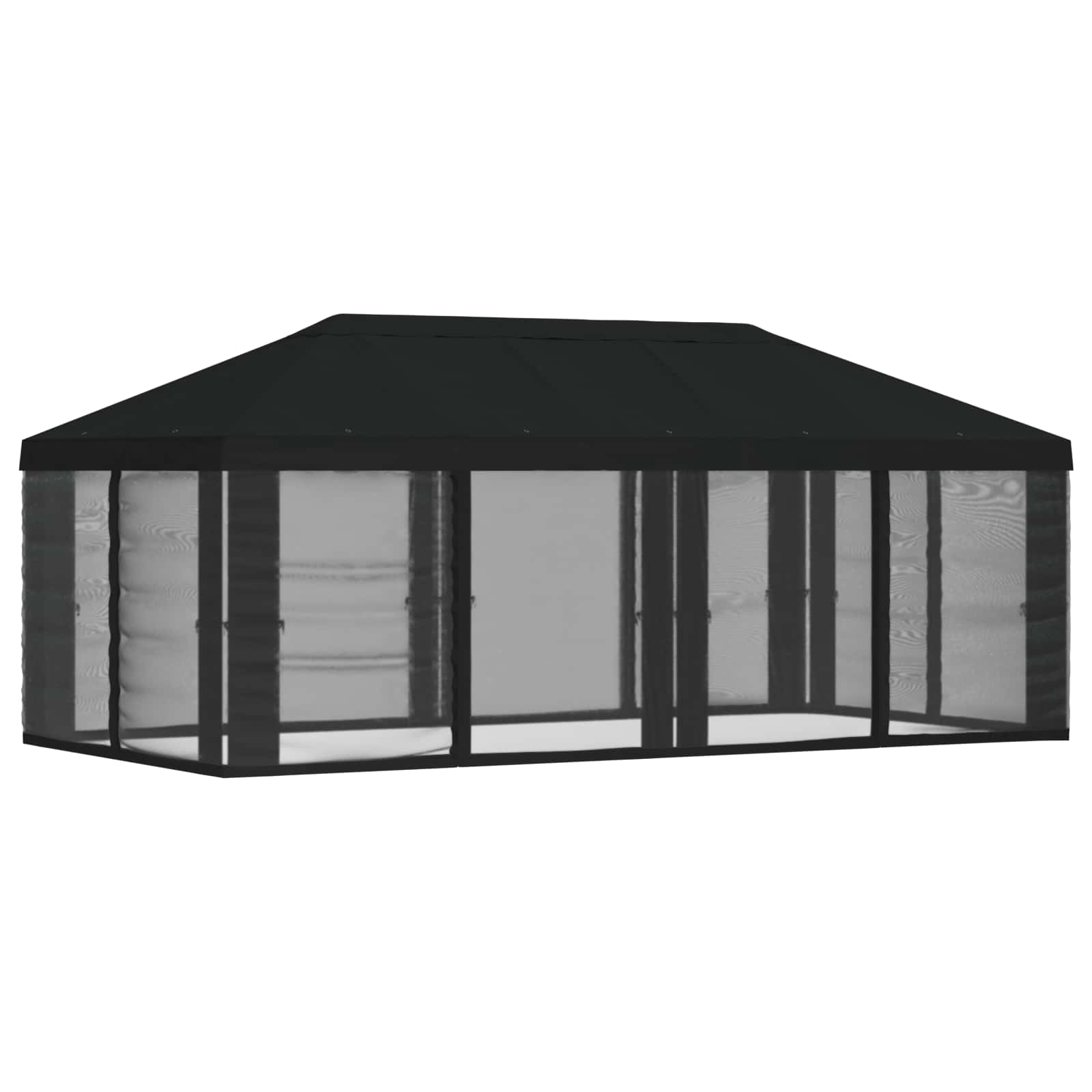 Gazebo Hoes met Zijwanden Zwart 600,5 x 300,5 cm Polyester – afbeelding 3