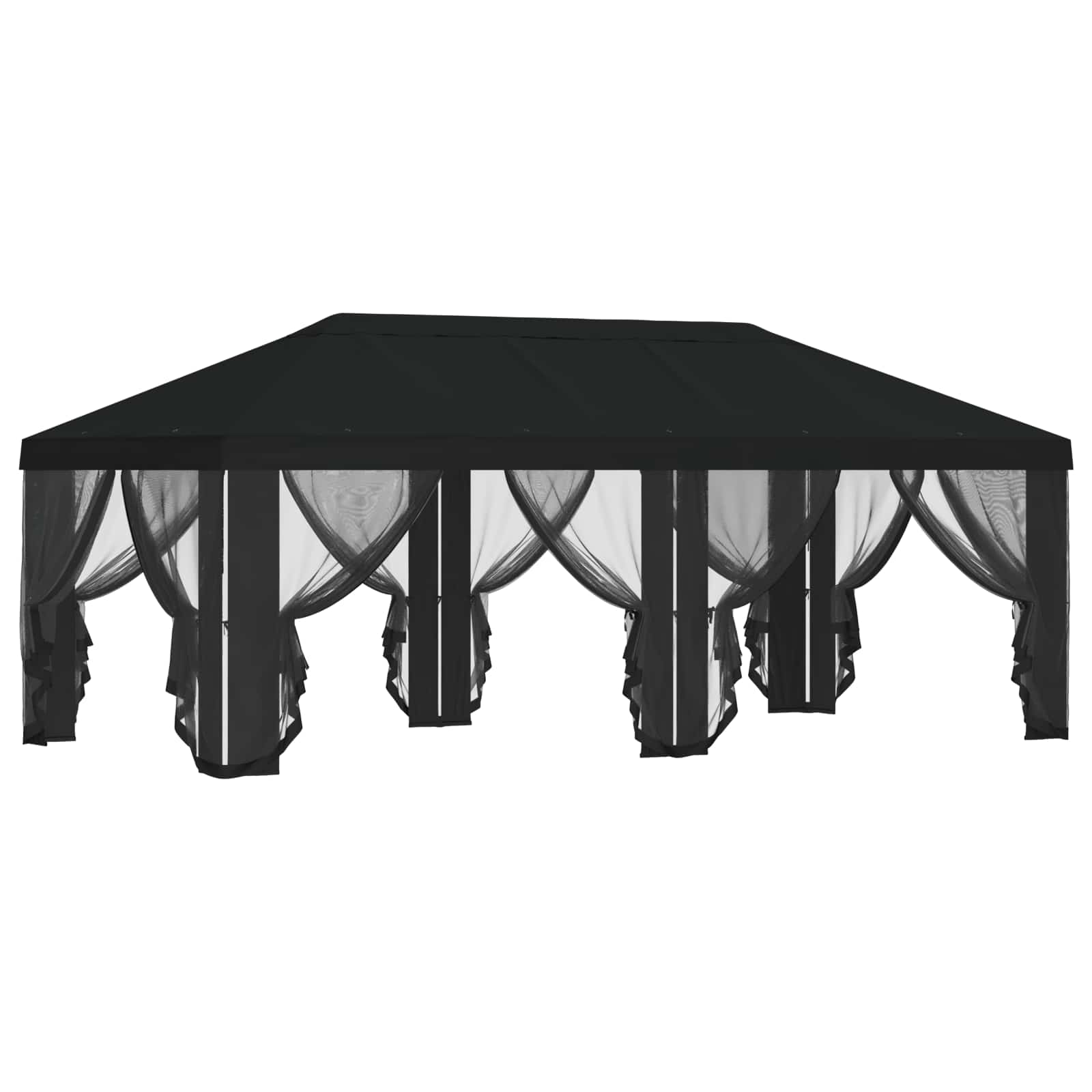 Gazebo Hoes met Zijwanden Zwart 600,5 x 300,5 cm Polyester – afbeelding 4