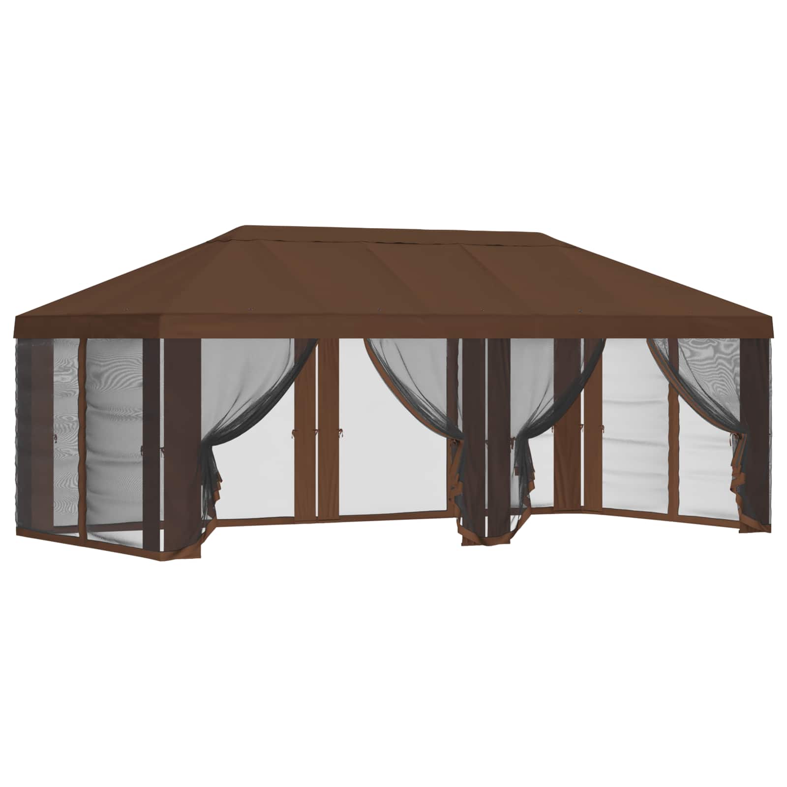 Gazebo Hoes met Zijwanden Bruin 600,5 x 300,5 cm Polyester – afbeelding 2