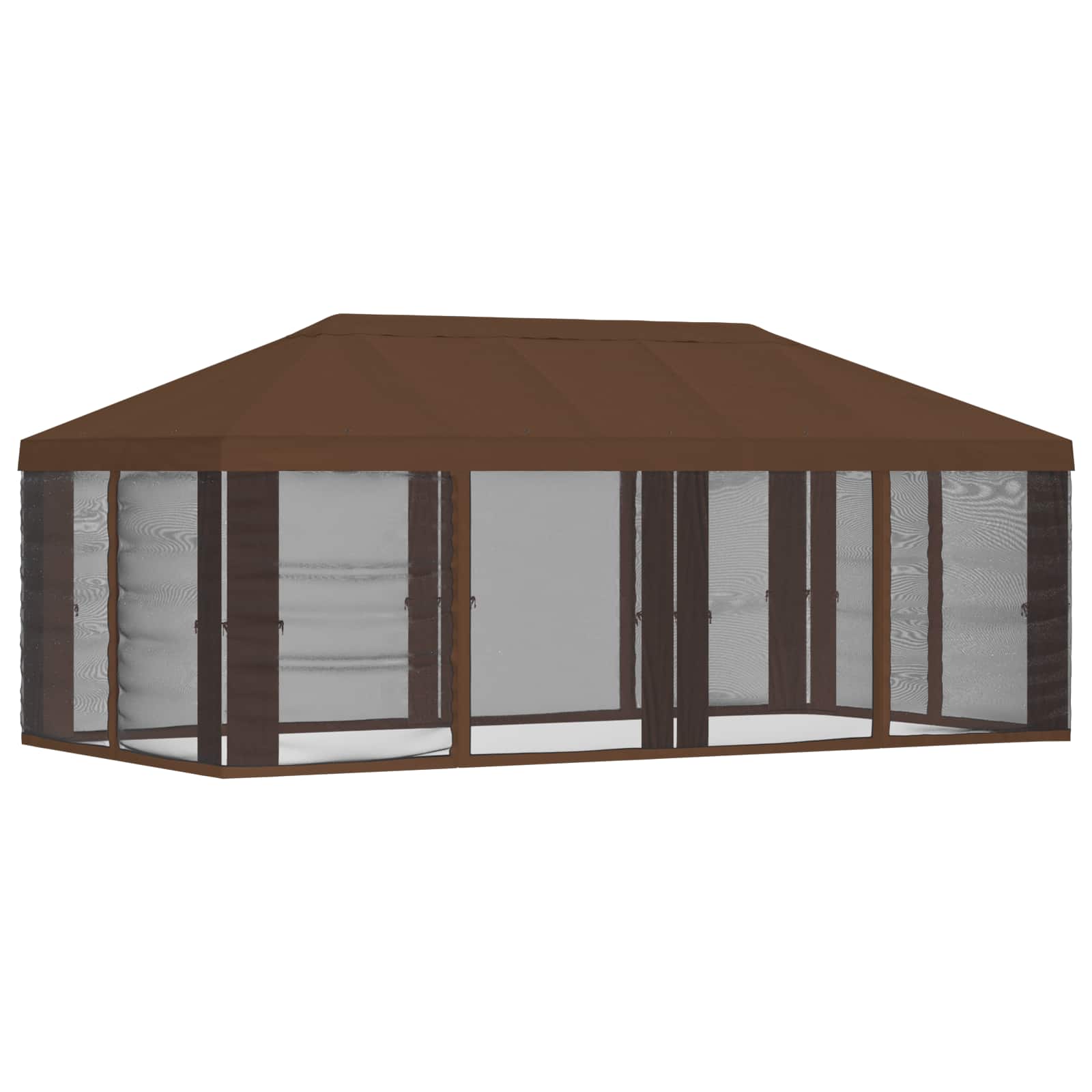 Gazebo Hoes met Zijwanden Bruin 600,5 x 300,5 cm Polyester – afbeelding 3