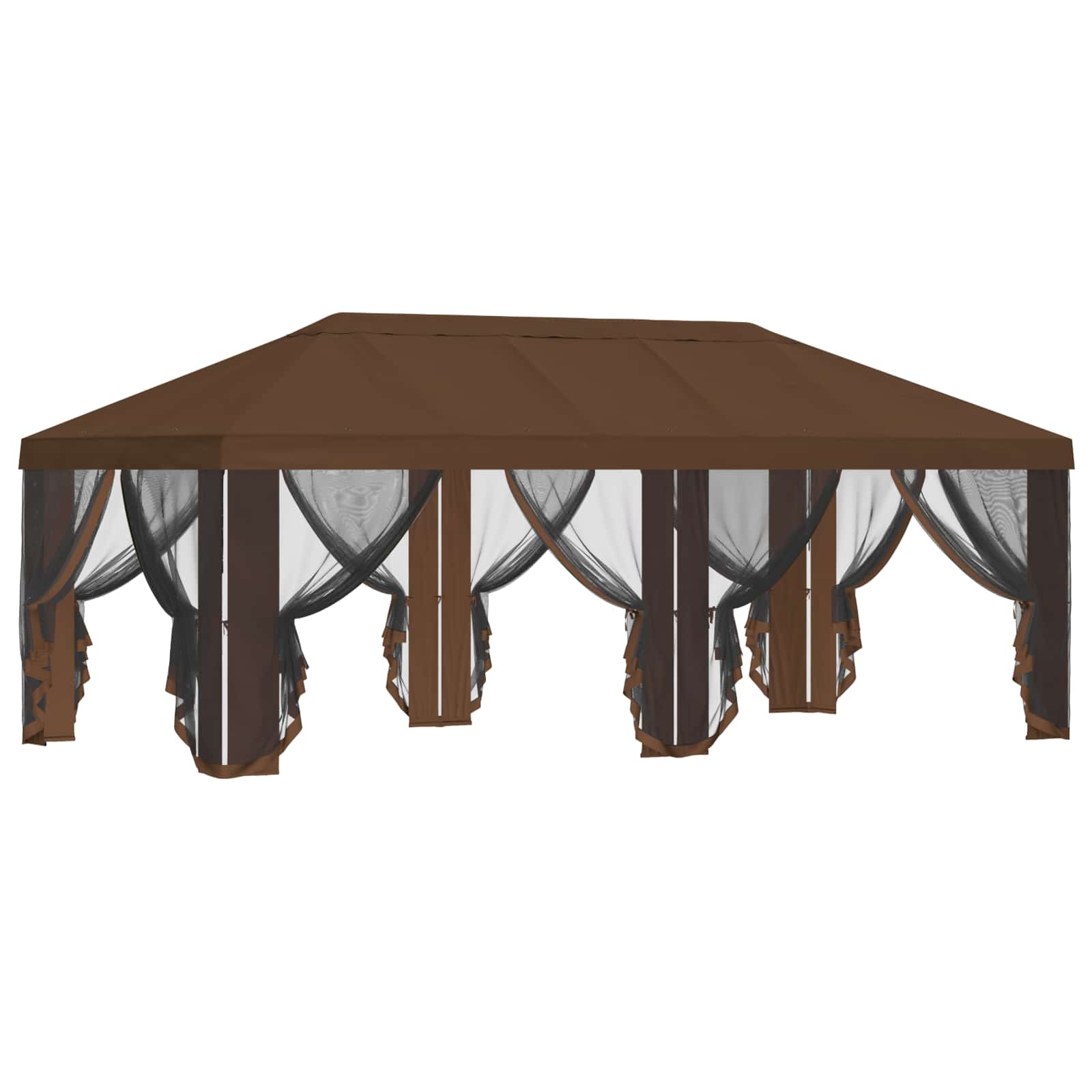 Gazebo Hoes met Zijwanden Bruin 600,5 x 300,5 cm Polyester – afbeelding 4