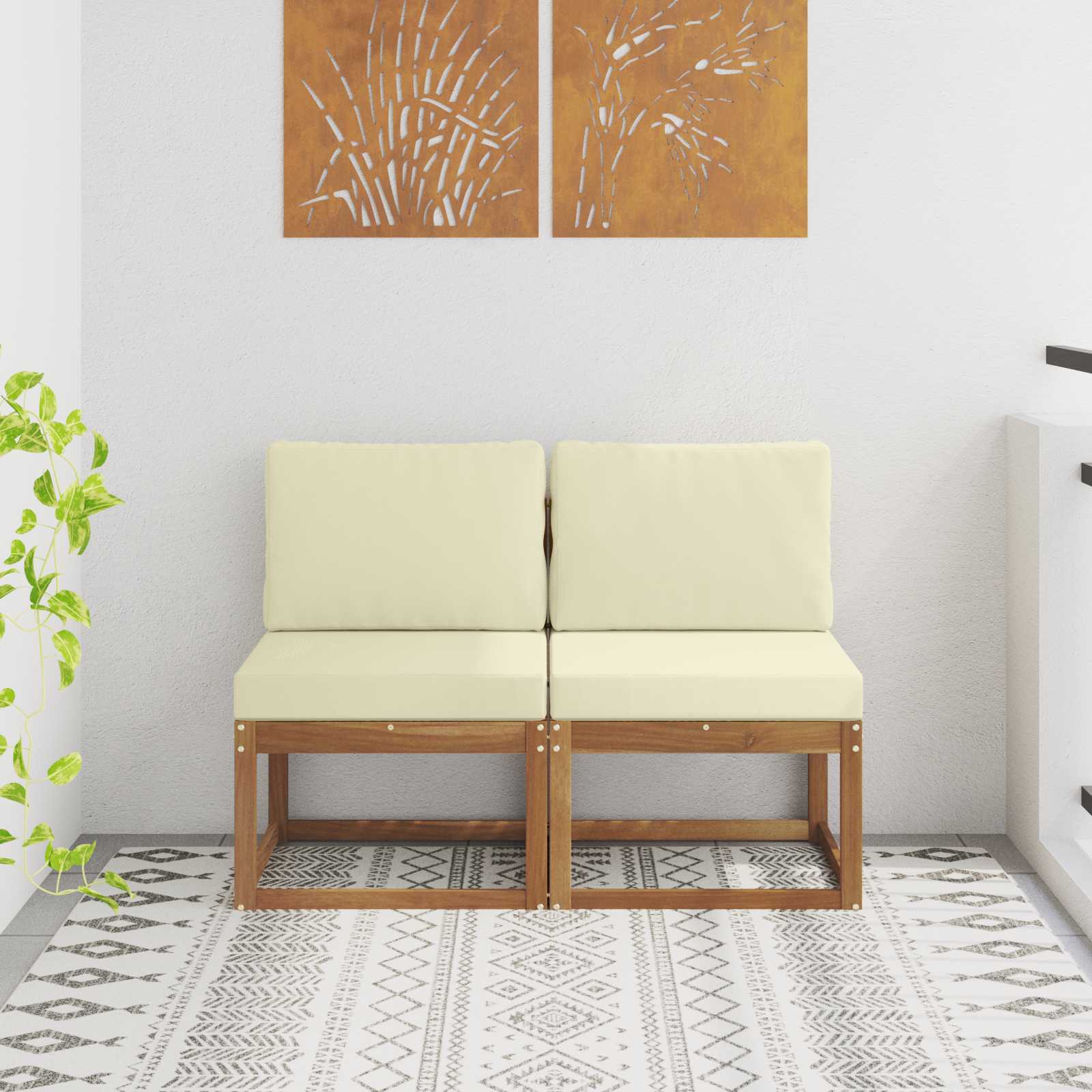 2 Stuk Buiten Midden Sofa Massief Acaciahout