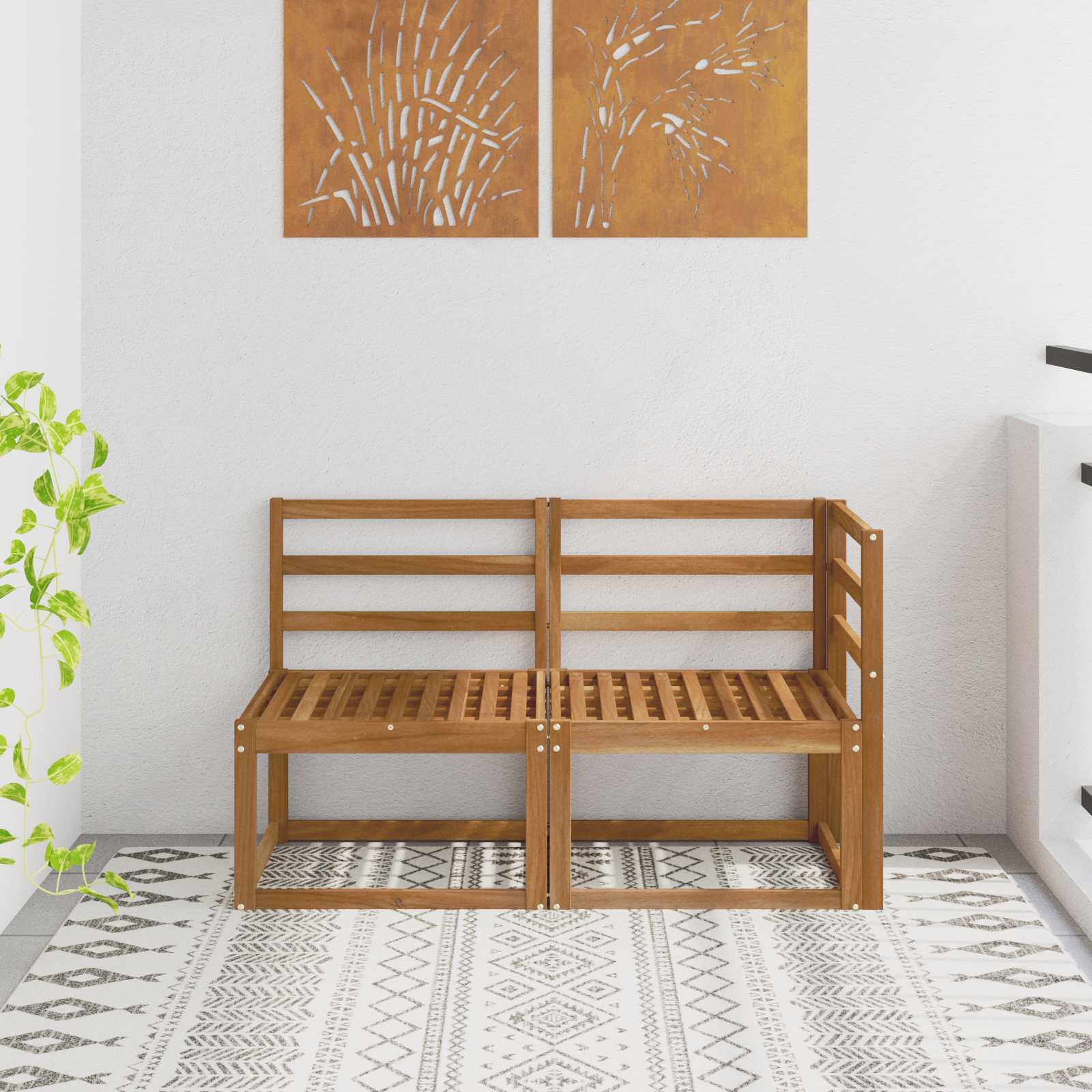 Outdoor Midden- en Hoeksalon 2 Stuk Naturel Massief Acaciahout – afbeelding 1