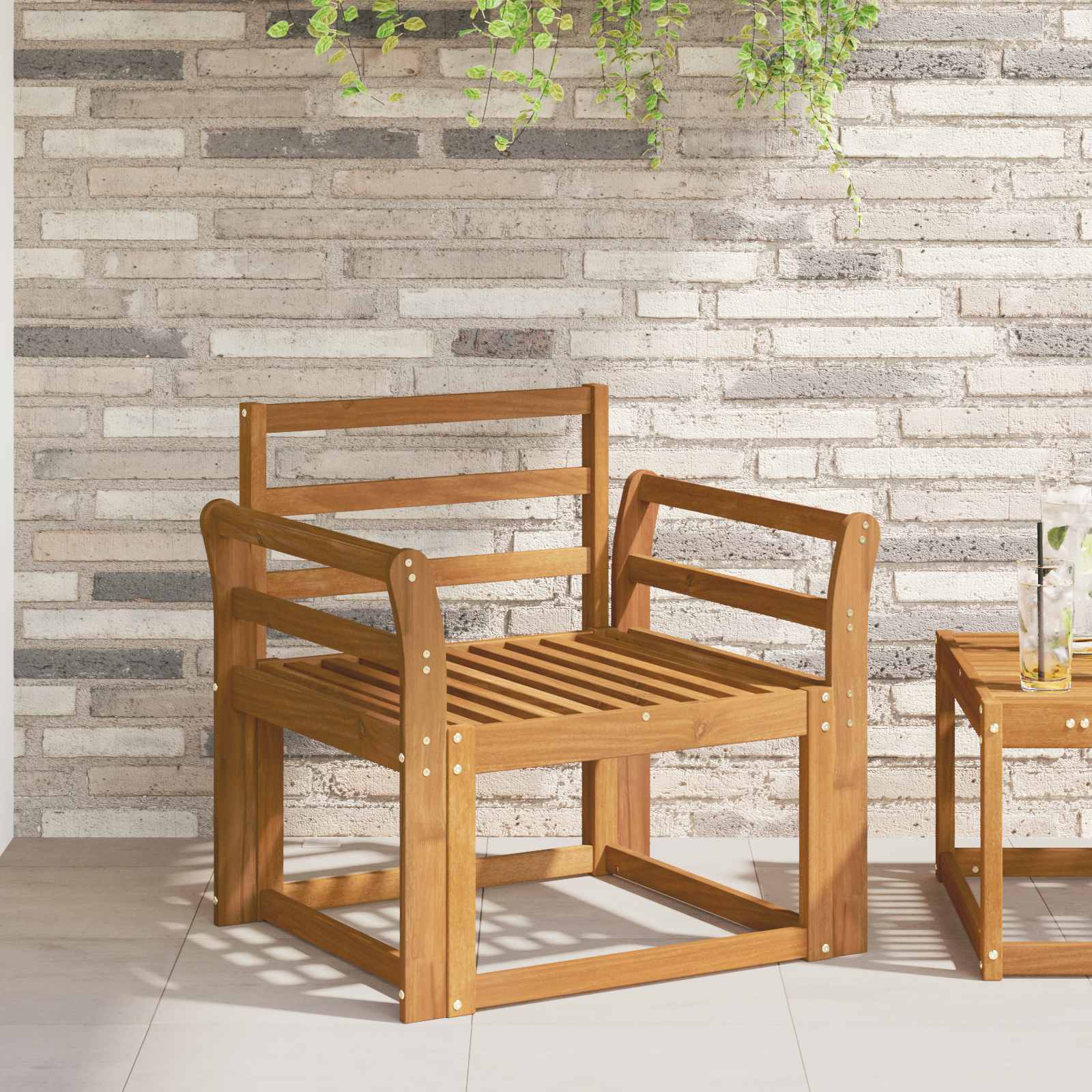 Armleuning 2 st Naturel 58,5 x 8 x 60 cm Massief Acaciahout