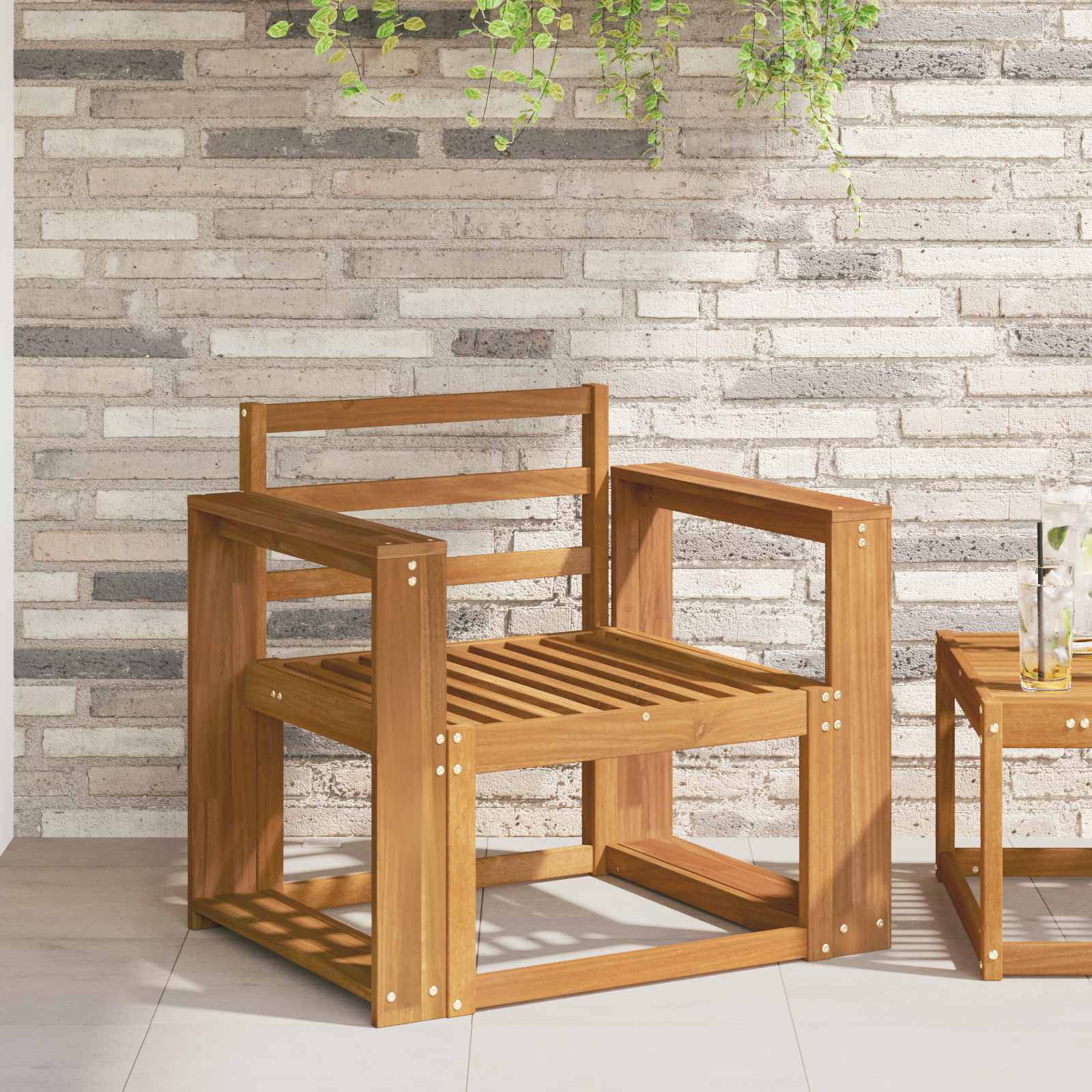 Armleuning 2 st Naturel 58,5 x 10 x 61 cm Massief Acaciahout