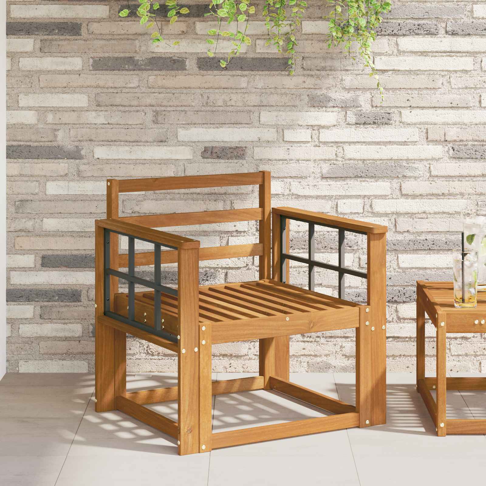 Armleuning 2 st Naturel 60 x 6 x 61 cm Massief Acaciahout