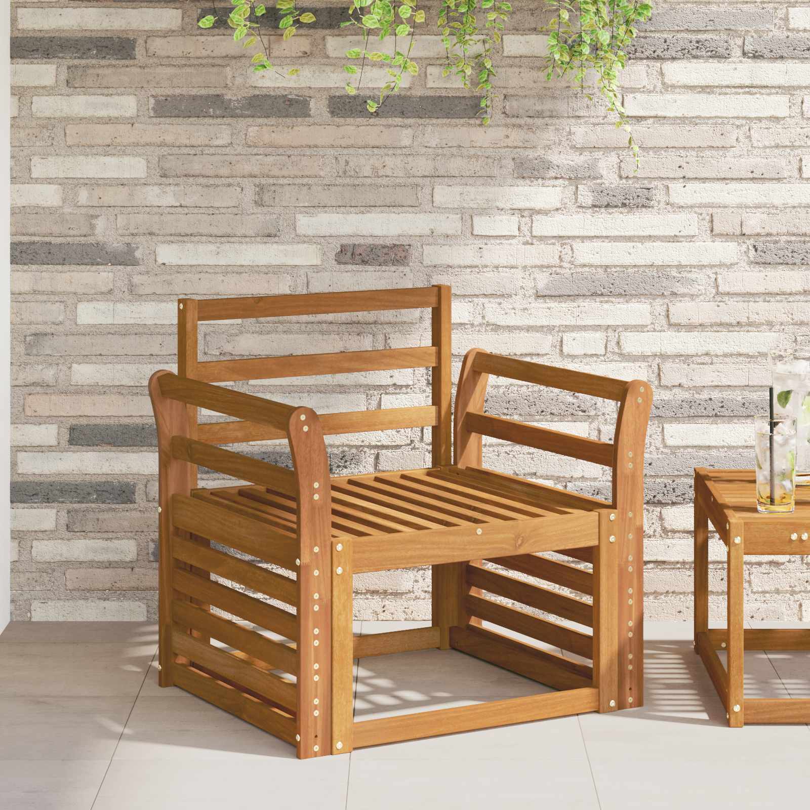 Armleuning 2 pcs Naturel 58,5 x 8 x 60 cm Massief Acaciahout