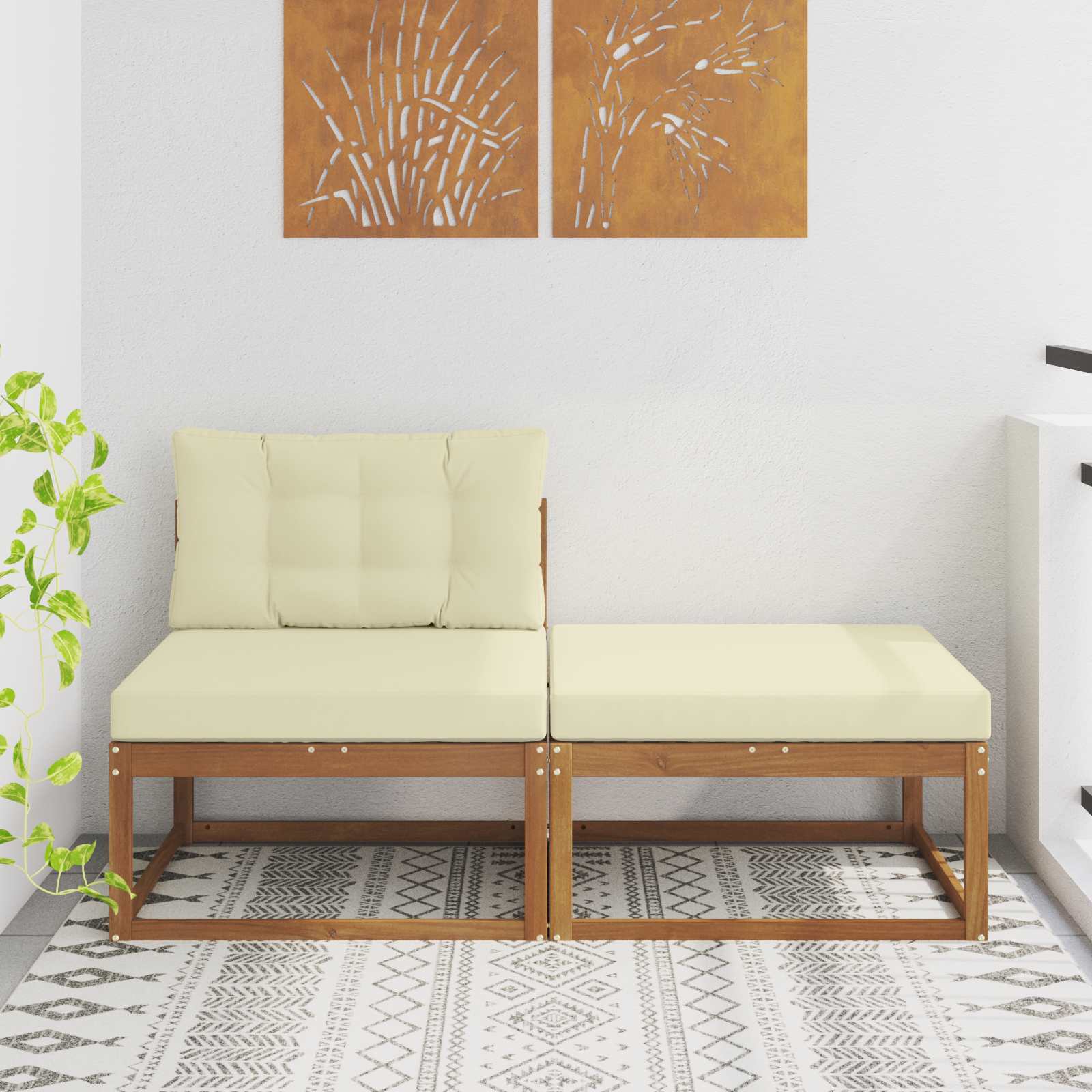 Sectie Sofa Eenheden met kussen 2 Stuk Naturel