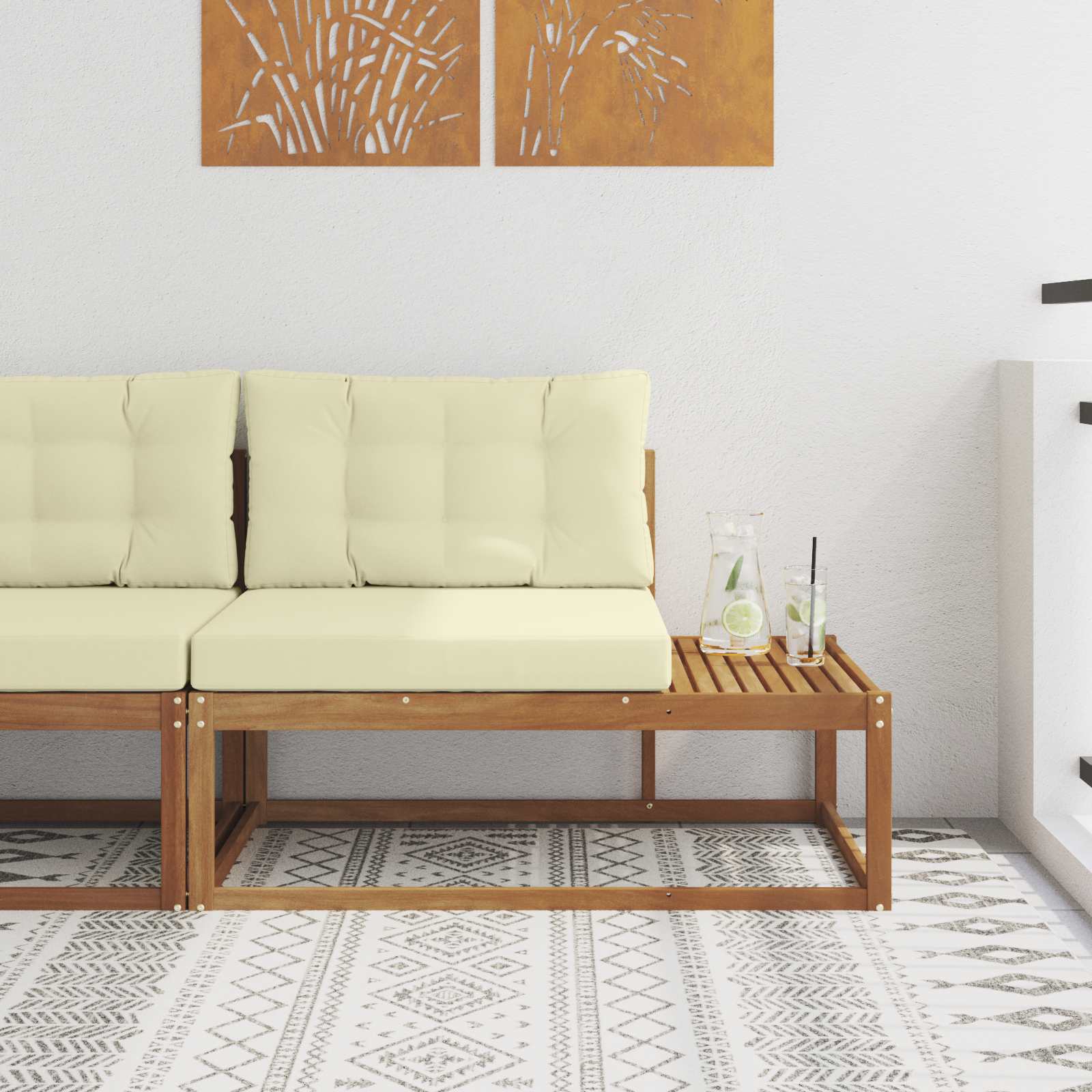 Buiten Eindbank met kussen Naturel 115 x 83 x 73 cm