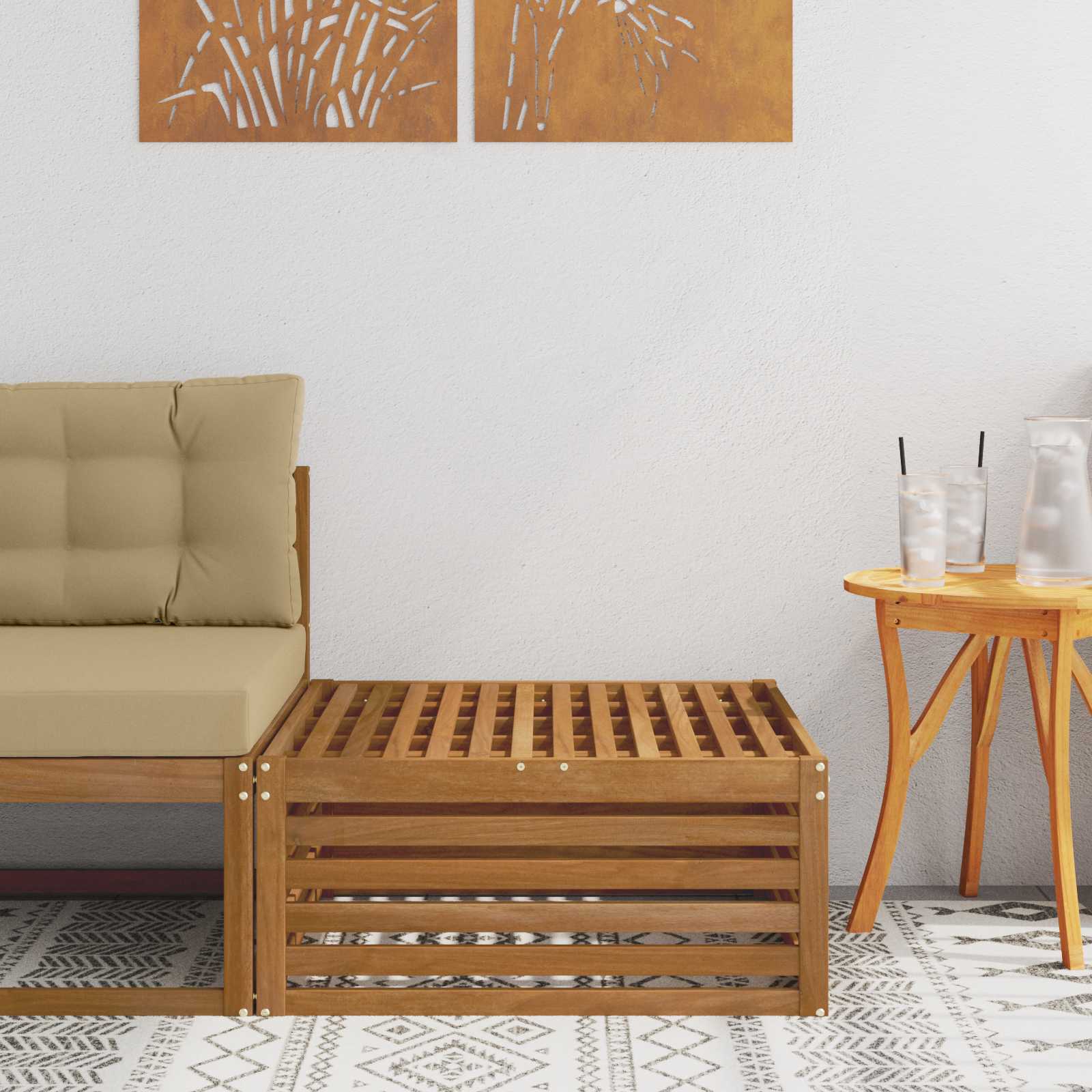 Buiten Voetenbank Naturel 79 x 79 x 37 cm Massief Acaciahout – afbeelding 1