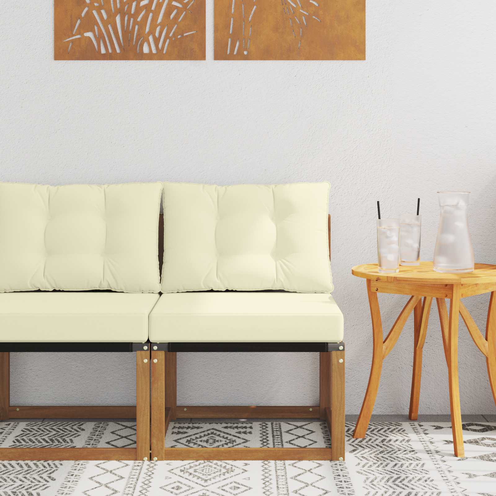 Buitenzitmiddelsofa Massief acaciahout en Textilene Stof – afbeelding 1